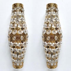 Pair of Austrian Vintage Glass and Brass Sconces, 1960s