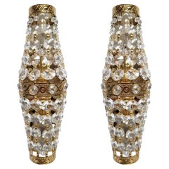 Pair of Austrian Vintage Glass and Brass Sconces, 1960s