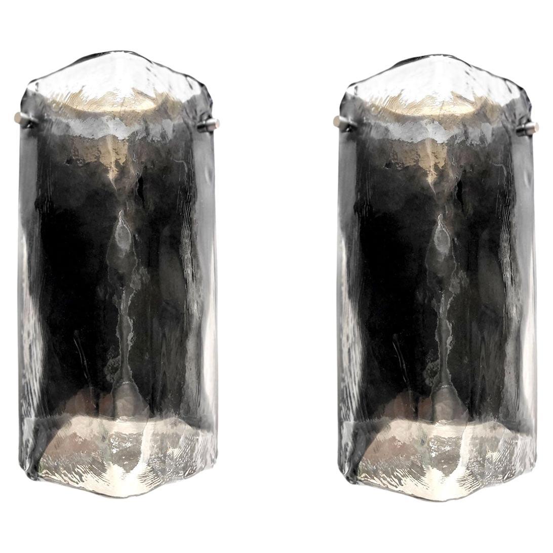 Pair of Austrian Vintage Sculptural Murano Glass Wall Lights Sconces by Kalmar For Sale