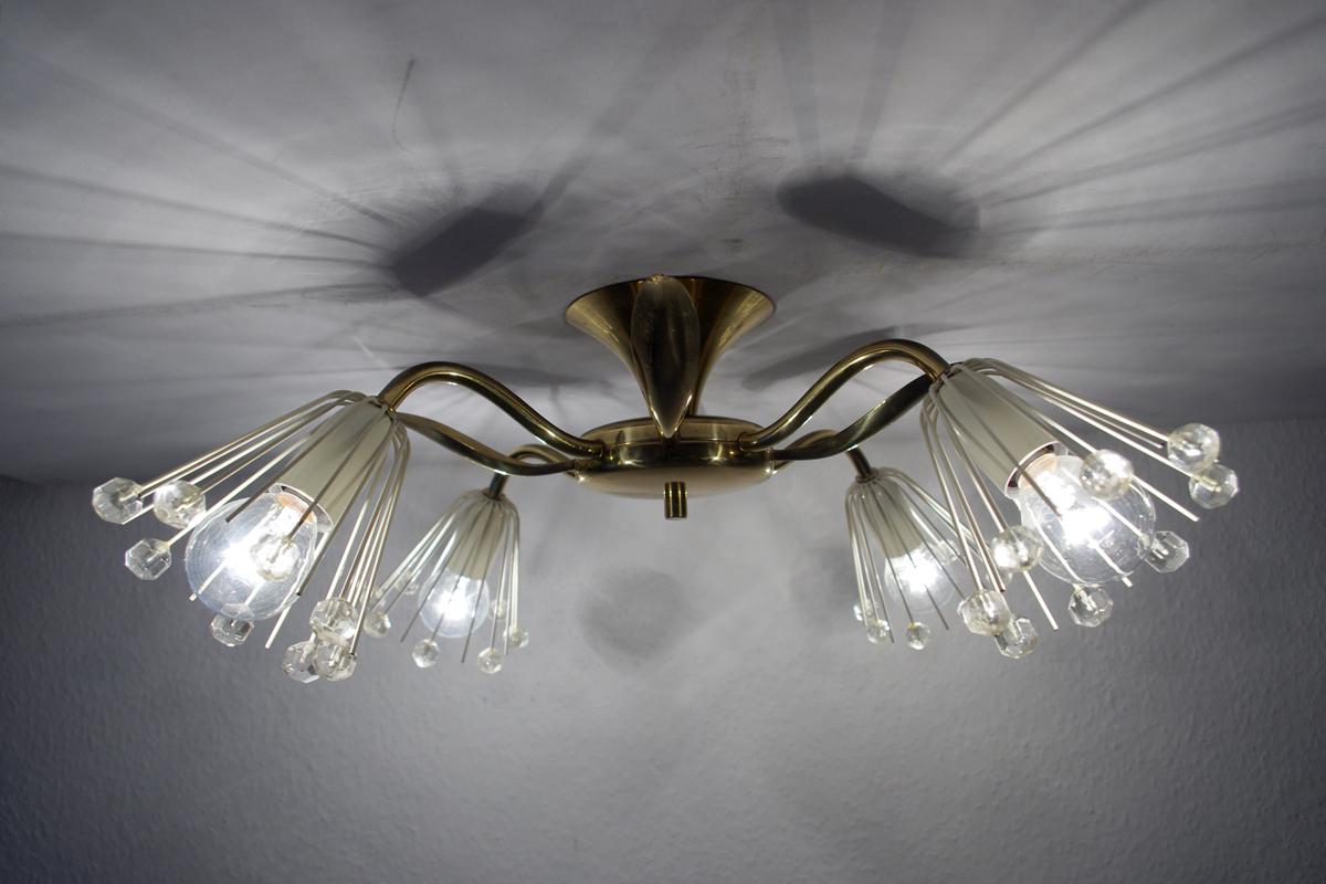 Metal Pair of Austrian Vintage Wall or Ceiling Lights Flush Mounts Chandeliers, 1950s For Sale