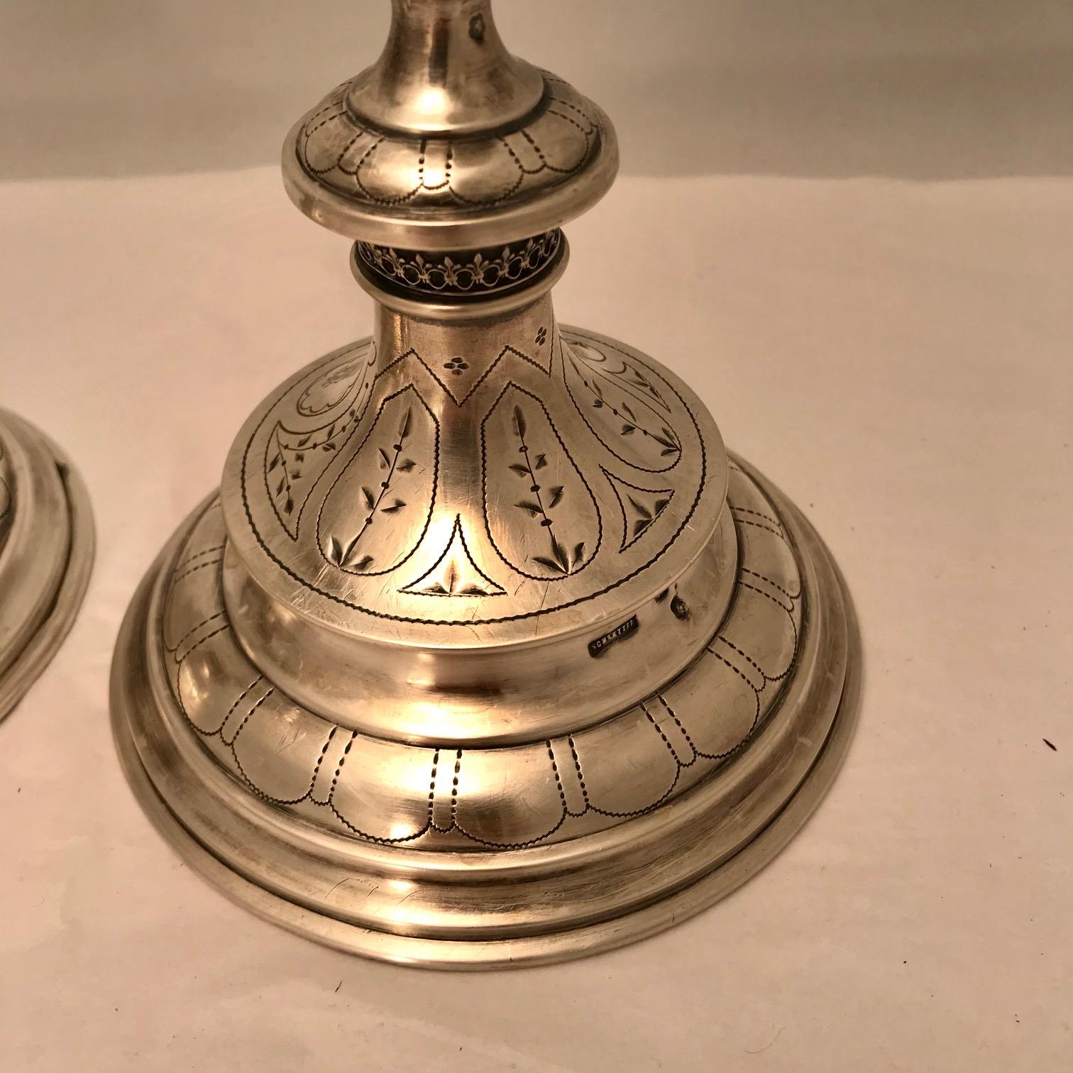 Pair of Austro-Hungarian Silver Sabbath Candlesticks In Good Condition In Montreal, QC