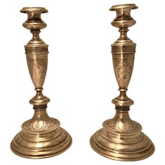 Pair of Austro-Hungarian Silver Sabbath Candlesticks