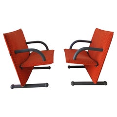 Pair of Authentic ARFLEX Italy T-Line Lounge Chairs Postmodern 1980s