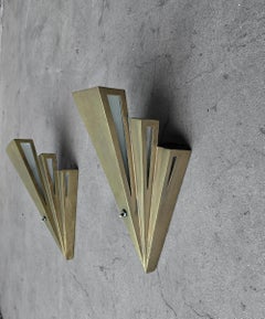 Pair of Authentic Art Deco Brass Skyscraper Wall Sconces