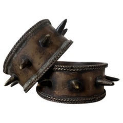 Pair of Authentic Bronze African Currency Cuffs
