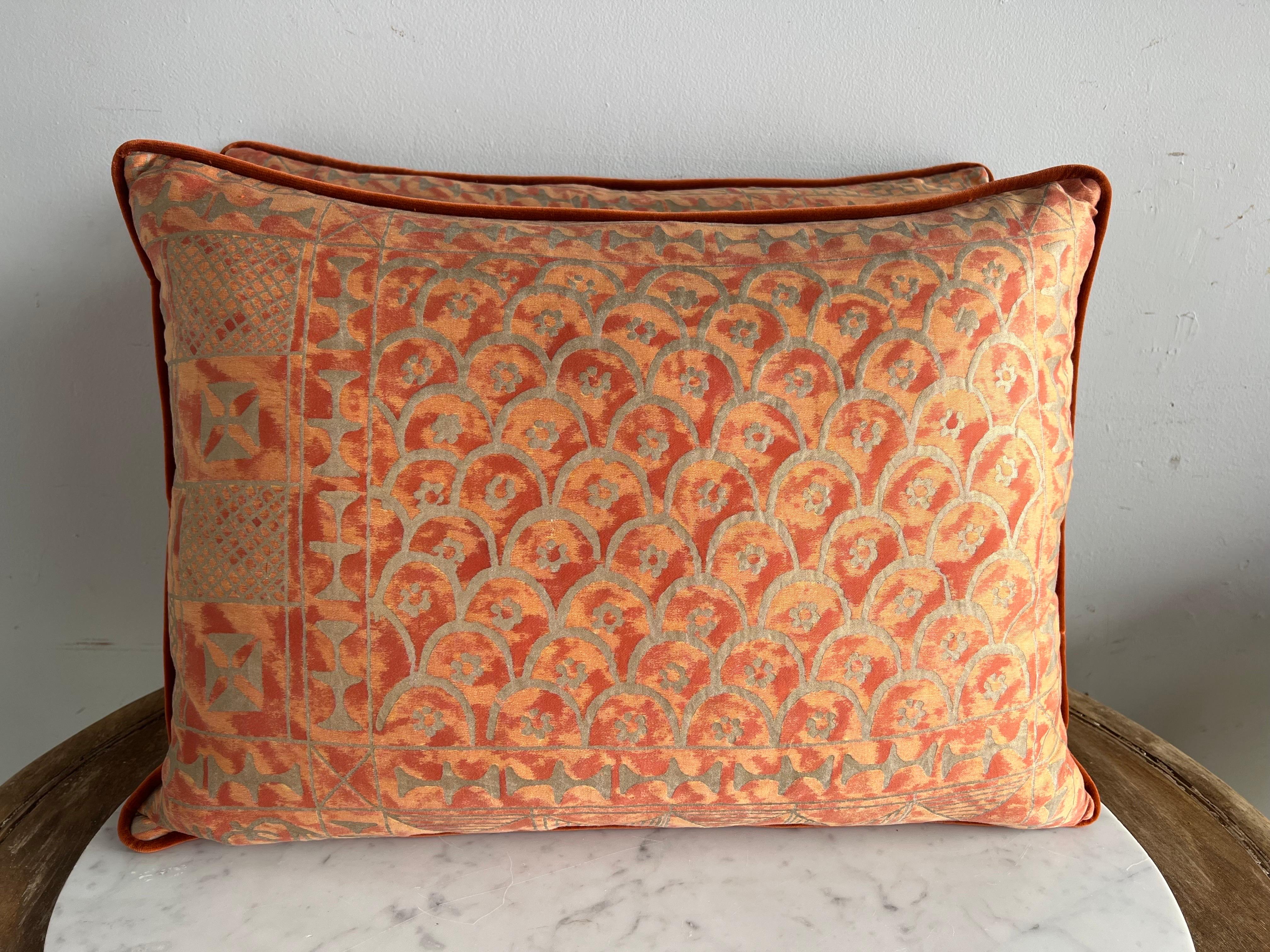 Cotton Pair of Authentic Fortuny Textile Pillows