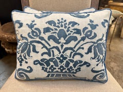 Pair of Authentic Fortuny Venetian Textile Pillows with Velvet Backs
