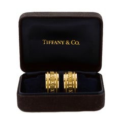 Pair of Authentic Tiffany & Co "Atlas" 18k Gold Hoop Earrings, c. 1995