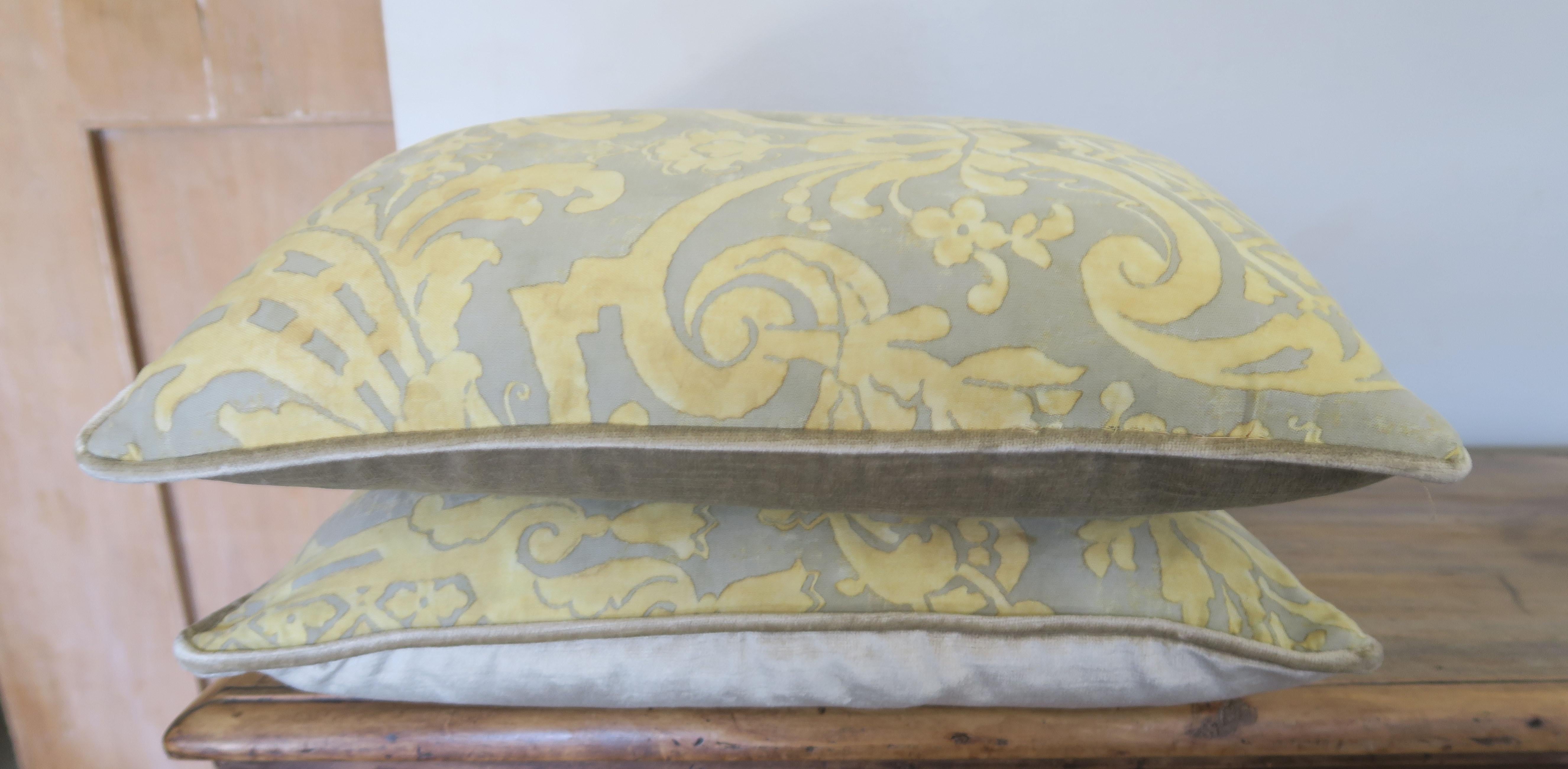 Italian Pair of Authentic Vintage Fortuny Textile Pillows