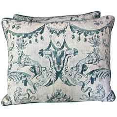 Pair of Authentic Vintage Marzianno Patterned Fortuny Pillows