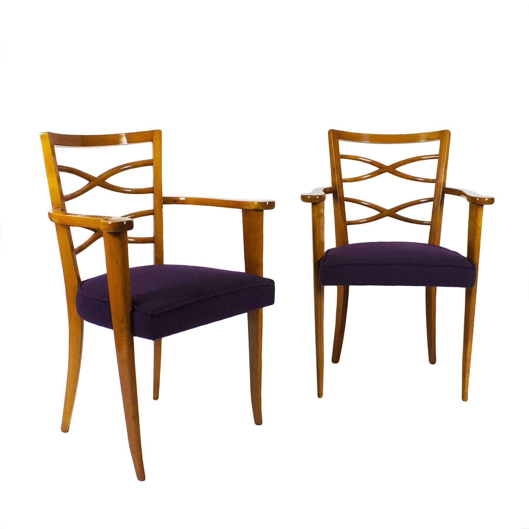 Pair of Auxiliary or Desk Armchairs, Attributed De Coene Frères, Belgium, 1940s