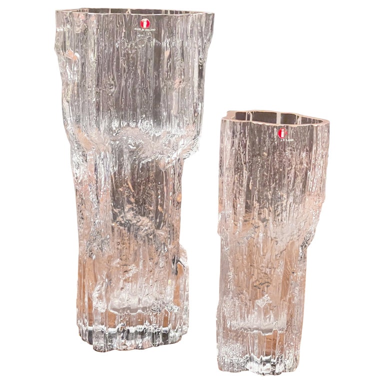 Pair of "Avena" Ice Glass Vases by Tapio Wirkkala for Iittala of Finland  For Sale at 1stDibs