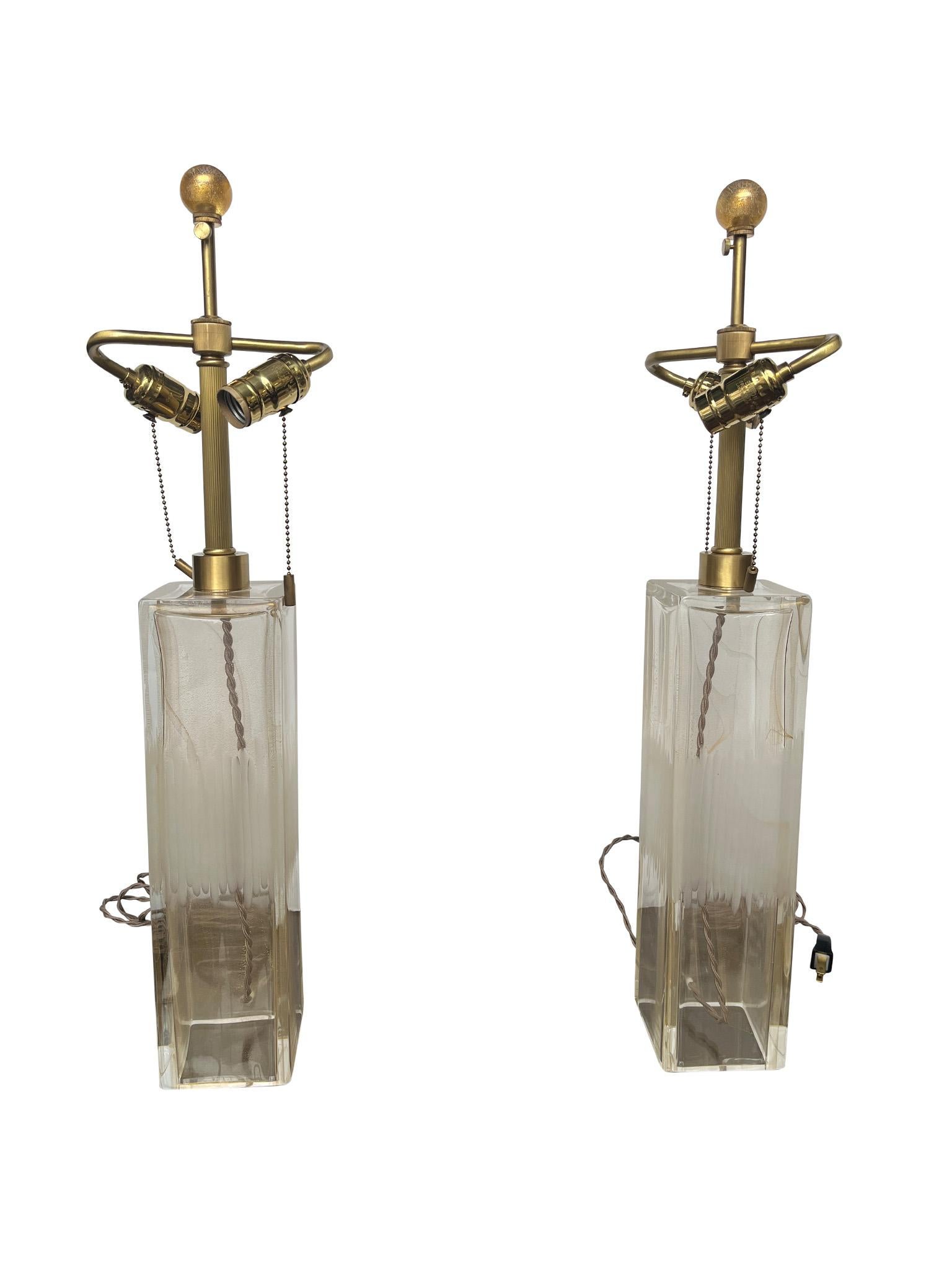 Pair of Aventurine Glass Table Lamps by Donghia In Good Condition For Sale In New York, NY