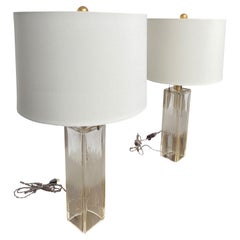 Retro Pair of Aventurine Glass Table Lamps by Donghia