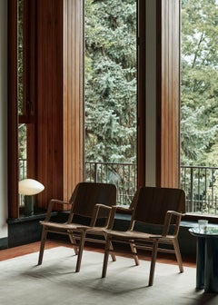 Pair of AX Lounge Chairs-HM11-Lacquered Oak & Walnut, by Hvidt & Mølgaard for &T