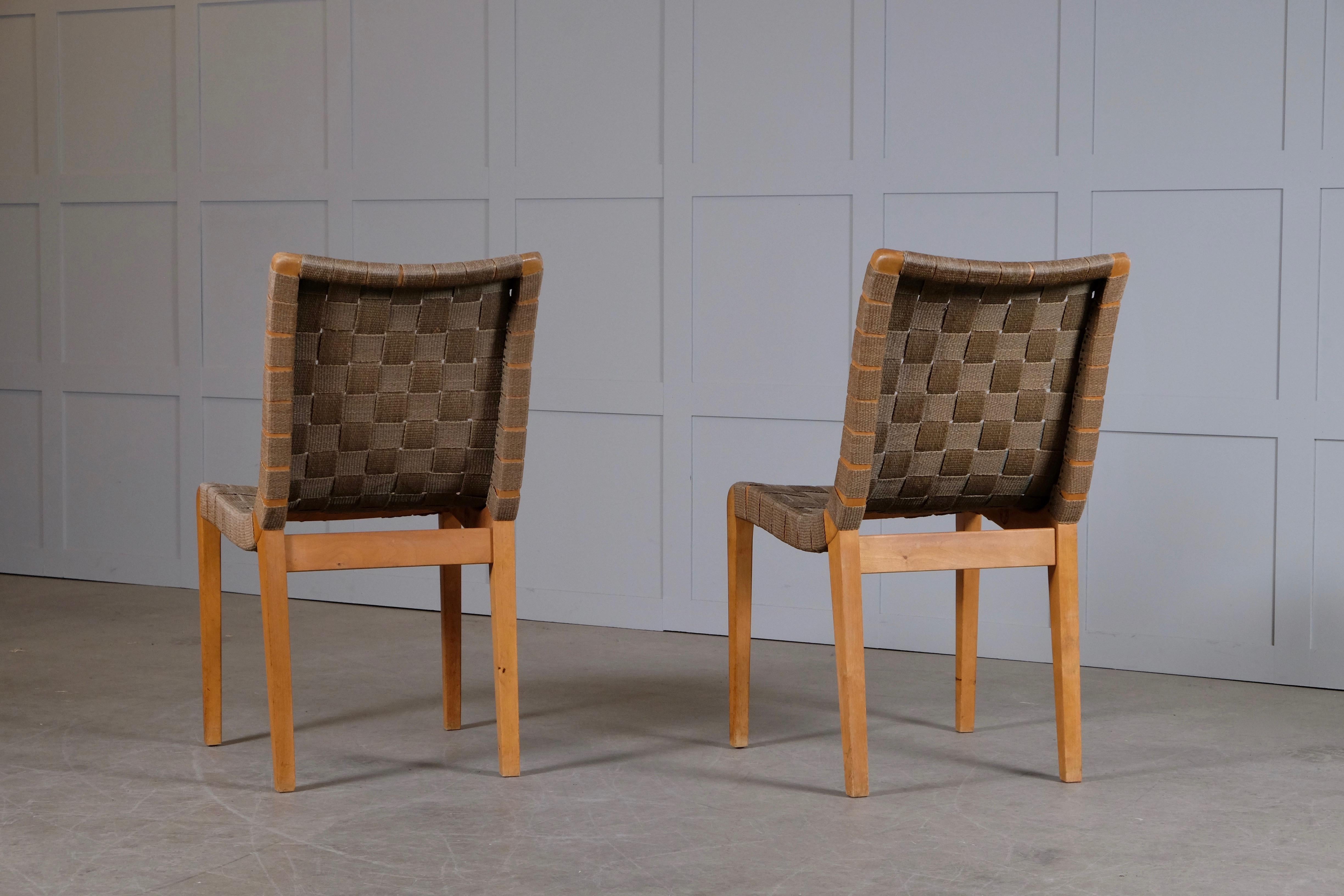 Canvas Pair of Axel Larsson Chairs by Bodafors, 1940s For Sale