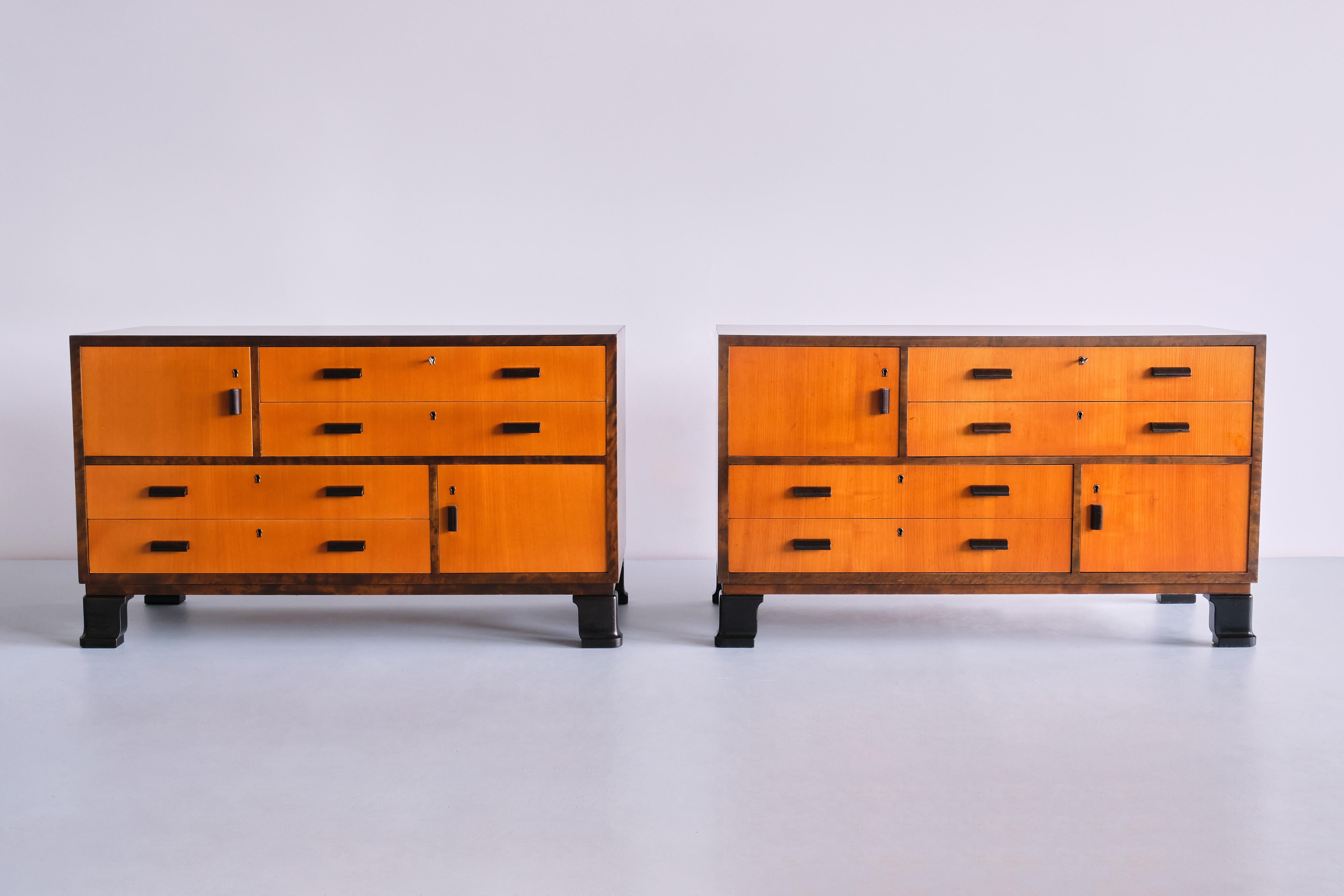 Pair of Axel Larsson Sideboards in Elm and Birch, SMF Bodafors, Sweden, 1940s For Sale 11