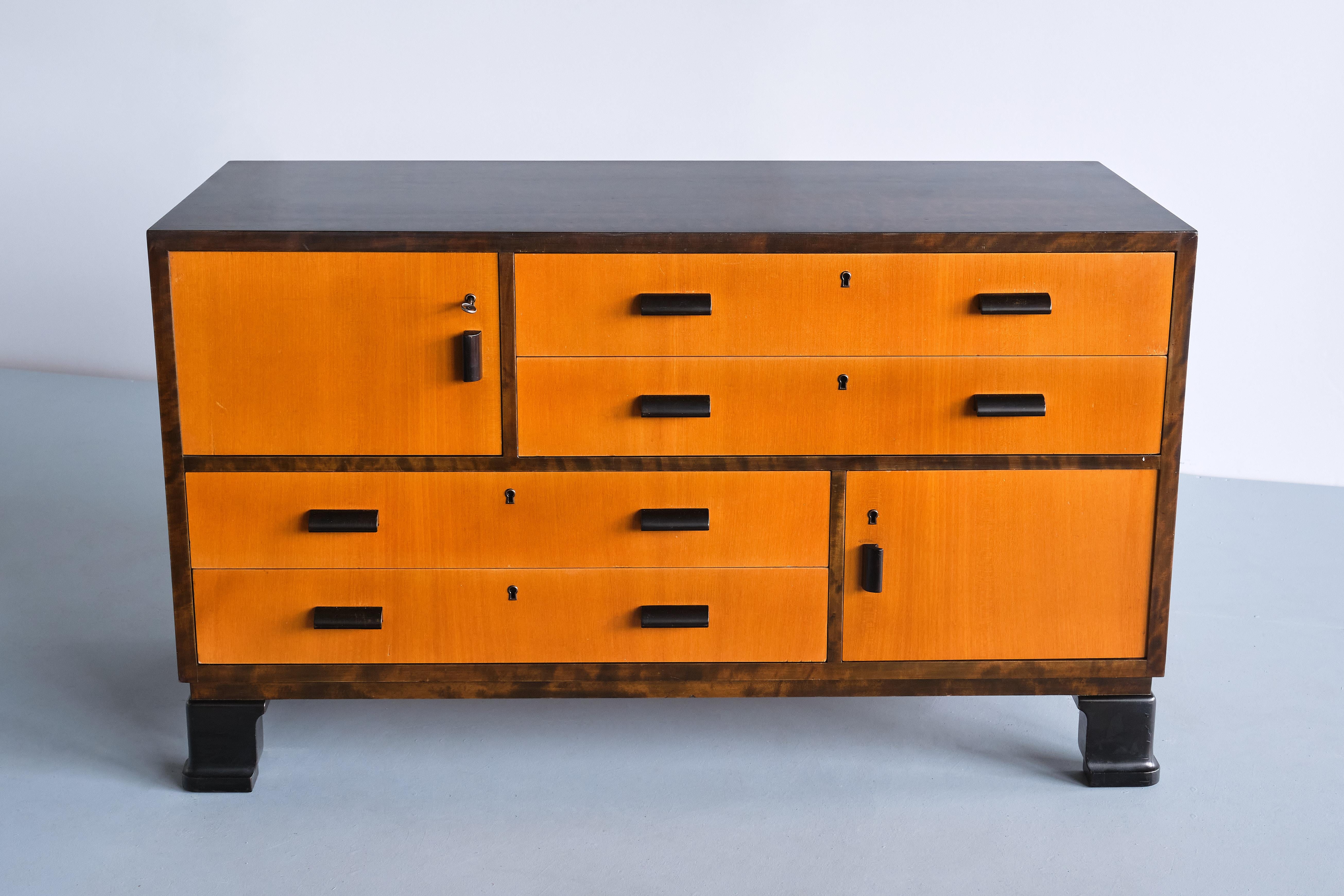 Scandinavian Modern Pair of Axel Larsson Sideboards in Elm and Birch, SMF Bodafors, Sweden, 1940s For Sale