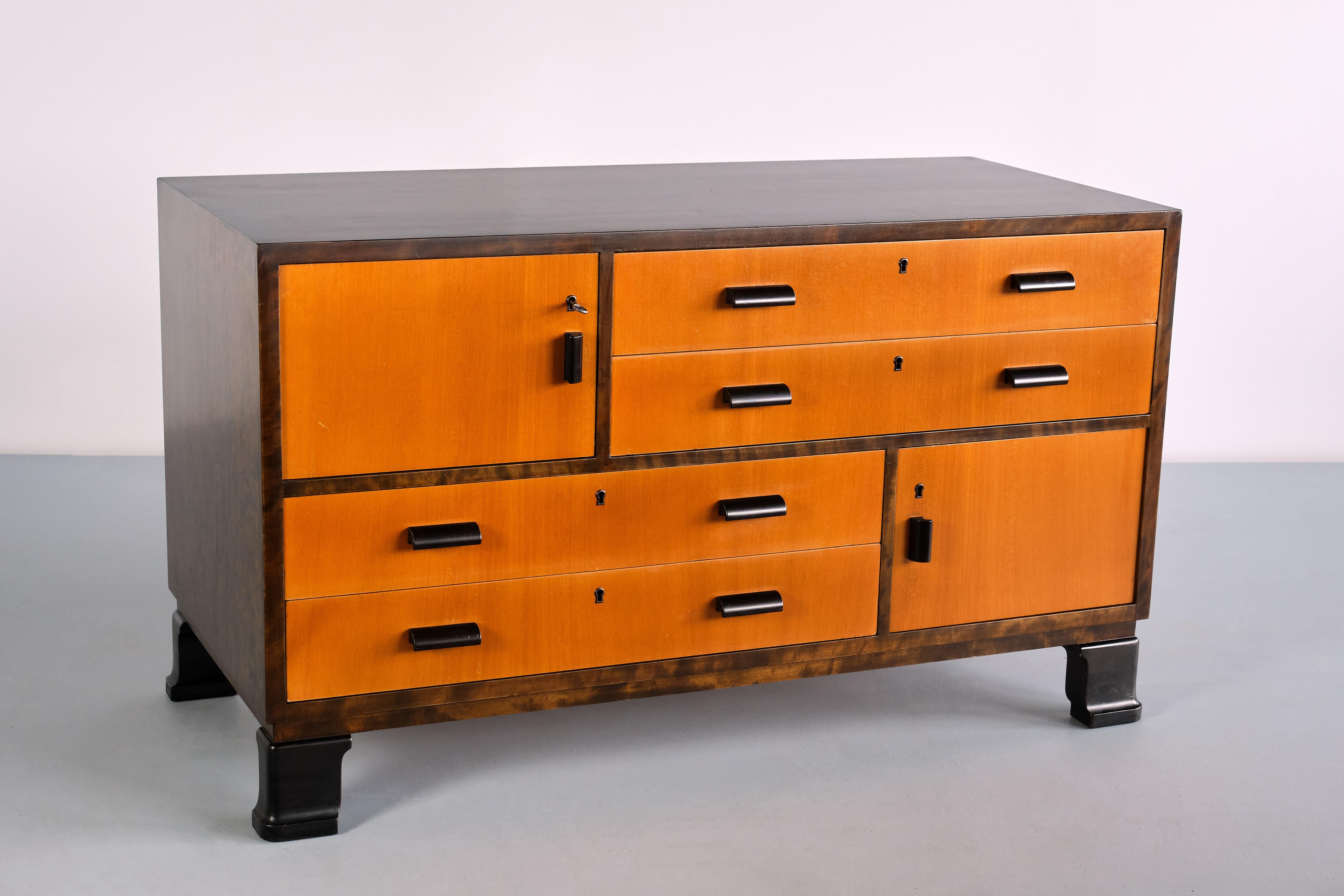 Swedish Pair of Axel Larsson Sideboards in Elm and Birch, SMF Bodafors, Sweden, 1940s For Sale