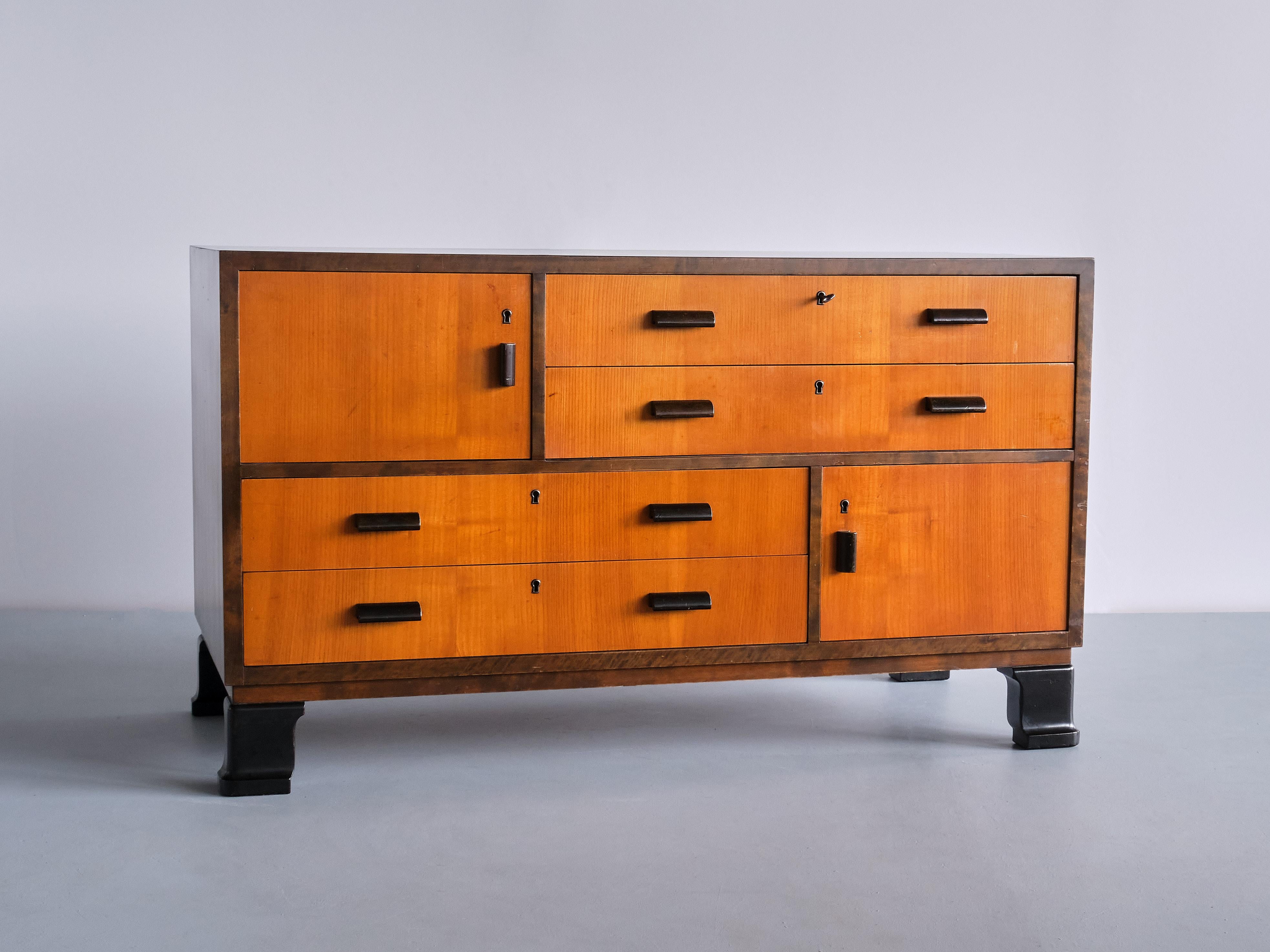 Mid-20th Century Pair of Axel Larsson Sideboards in Elm and Birch, SMF Bodafors, Sweden, 1940s For Sale