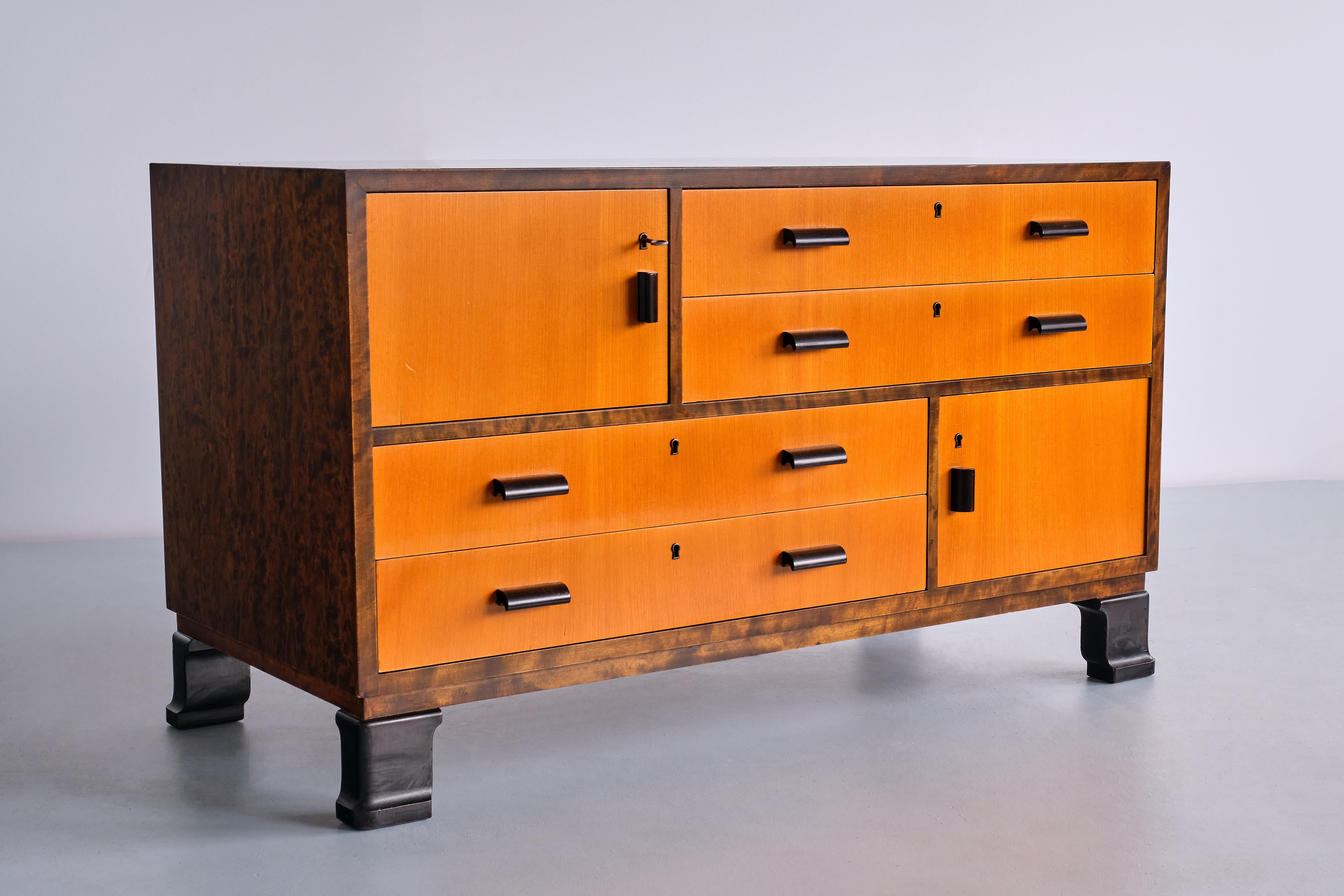 Pair of Axel Larsson Sideboards in Elm and Birch, SMF Bodafors, Sweden, 1940s For Sale 2