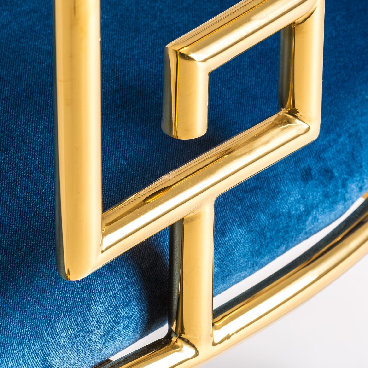 Pair of Azure Blue Velvet and Gilded Metal Armchairs In New Condition In Tourcoing, FR