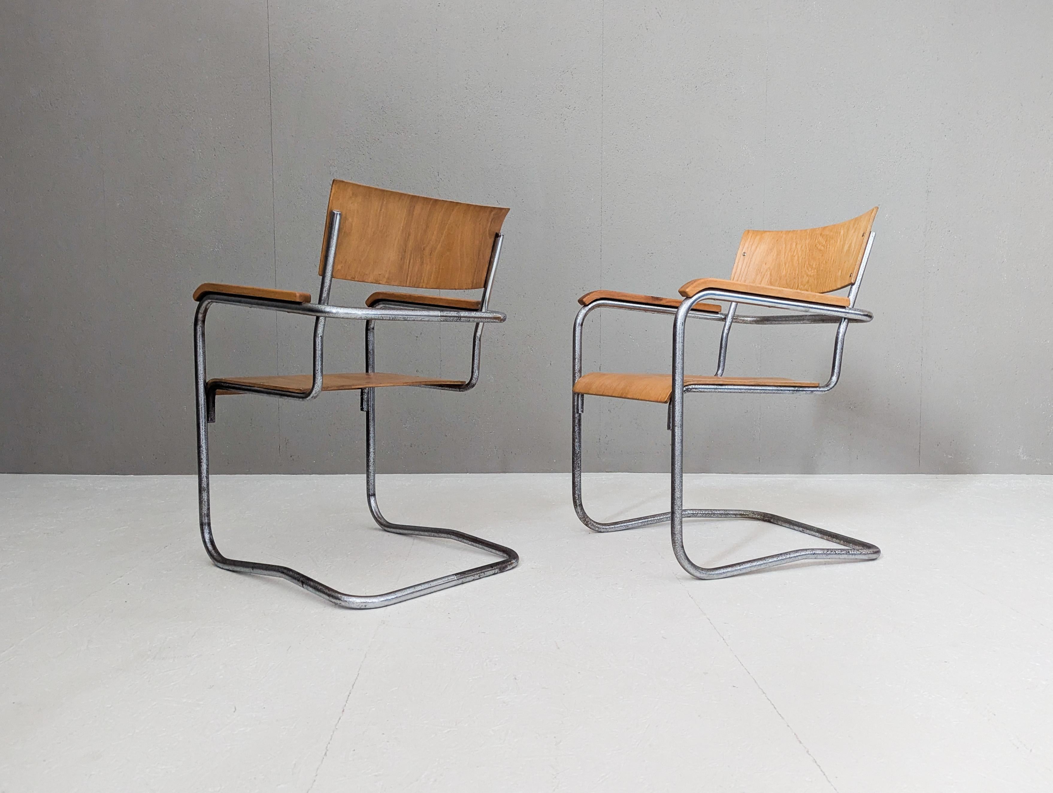 Pareja de sillones B 34 de Marcel Breuer para Samal & co. Años 30 Bauhaus en venta