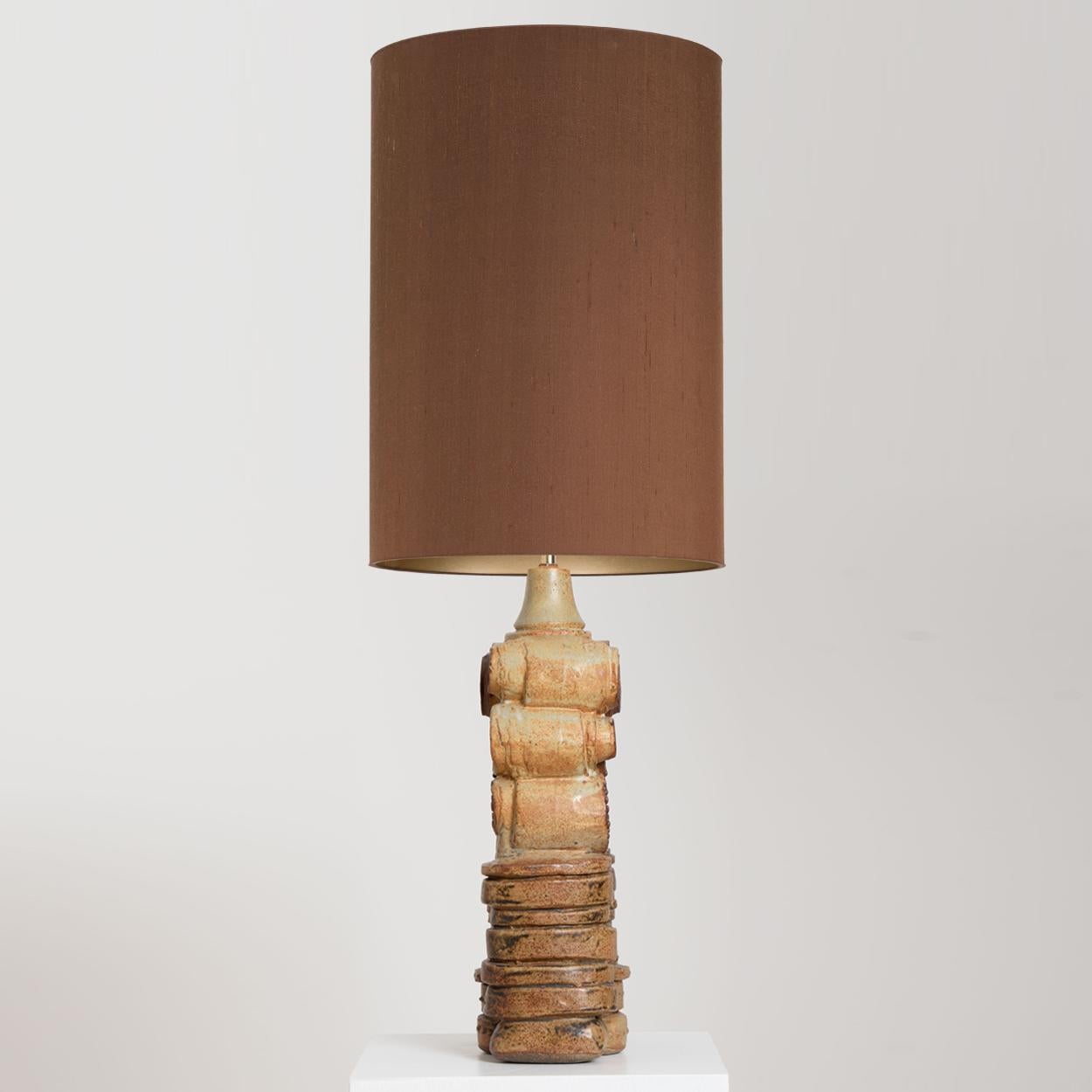 Pair of B. Rooke Ceramic Table Lamps with Custom Made Lampshade by René Houben 5