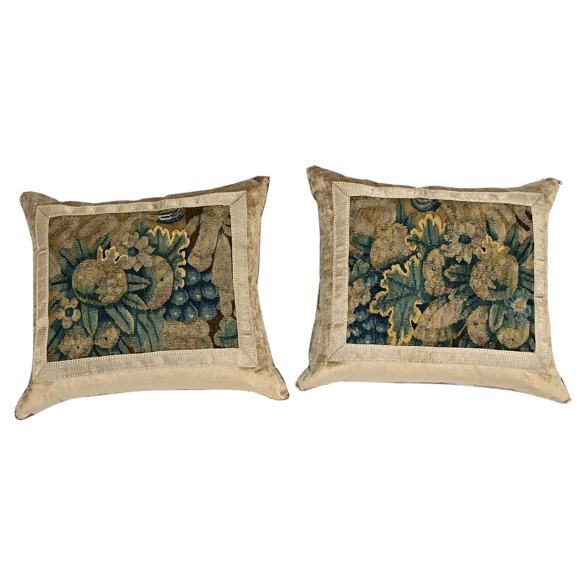 Pair of B. Viz 17th Century Tapestry Pillows For Sale