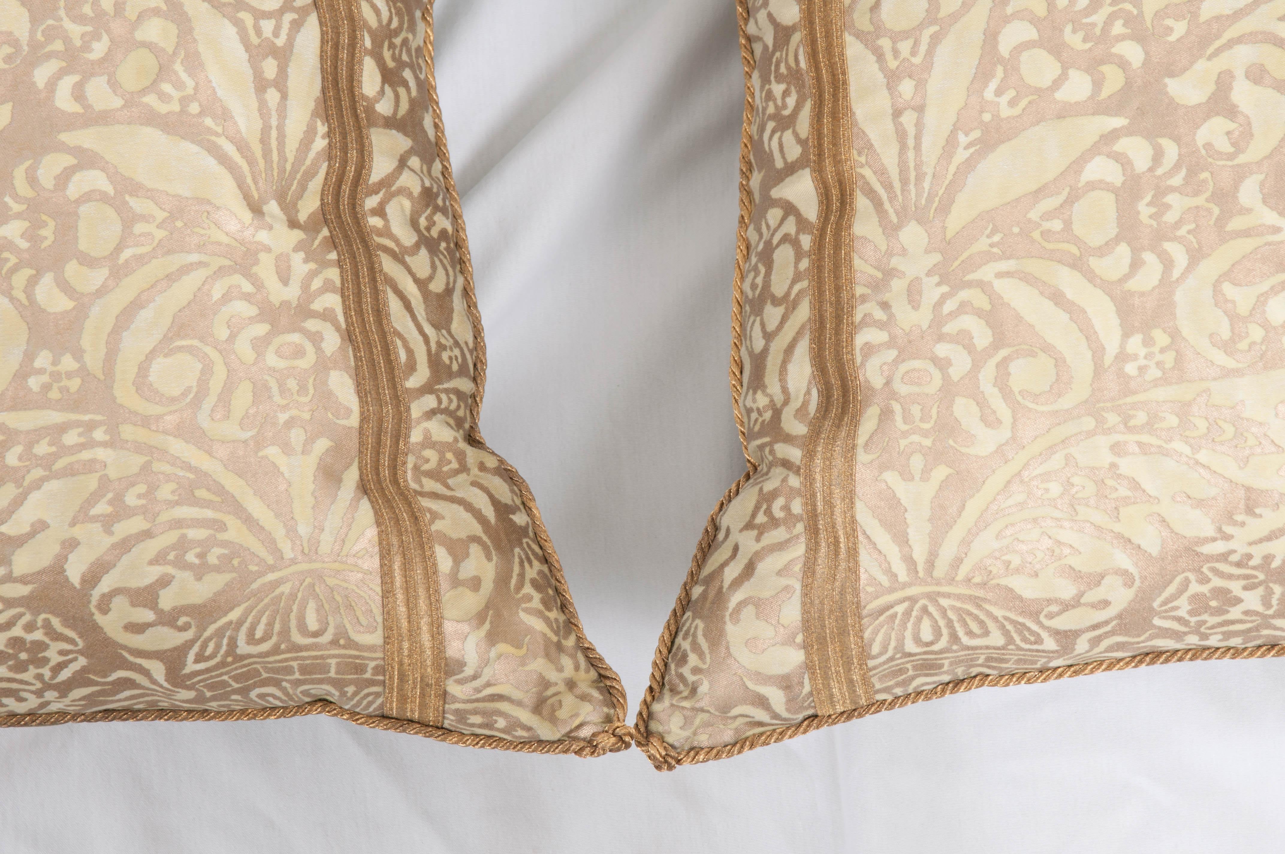 Gilt Pair of B. Viz Design Antique Fortuny Pillows