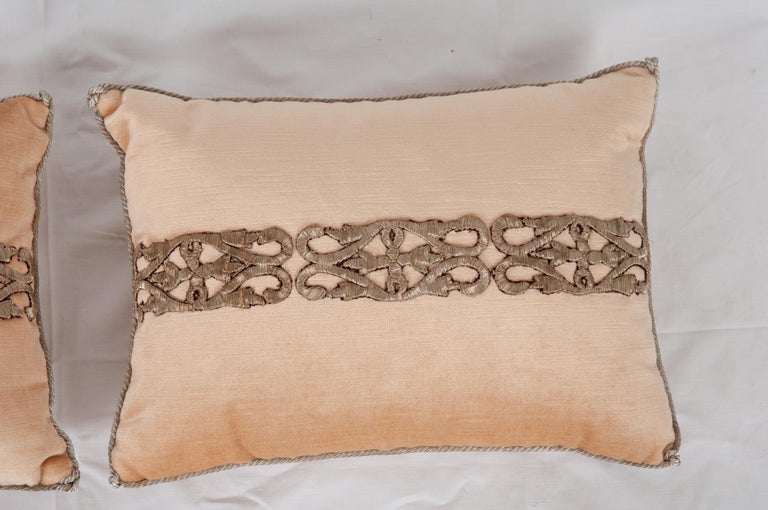 European Pair of B. Viz Design Antique Textile Pillow For Sale