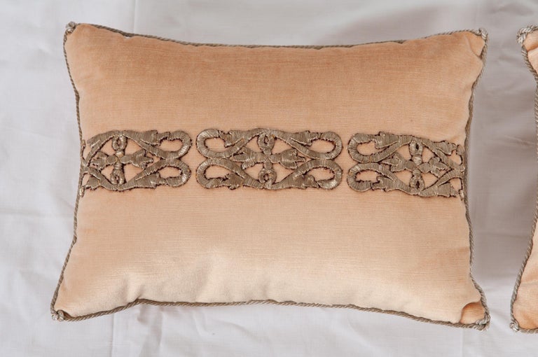 Hand-Crafted Pair of B. Viz Design Antique Textile Pillow For Sale