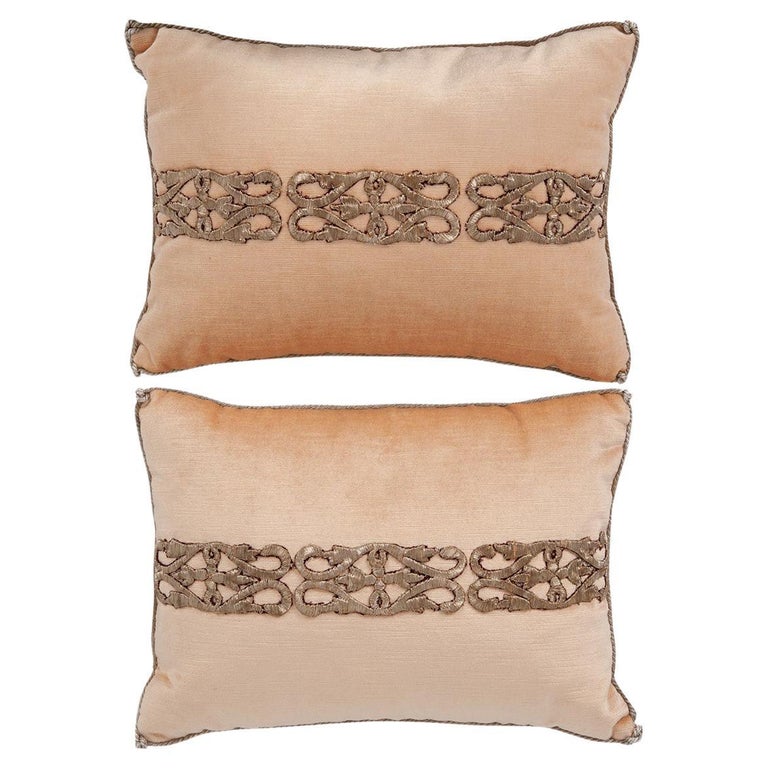 Pair of B. Viz Design Antique Textile Pillow For Sale