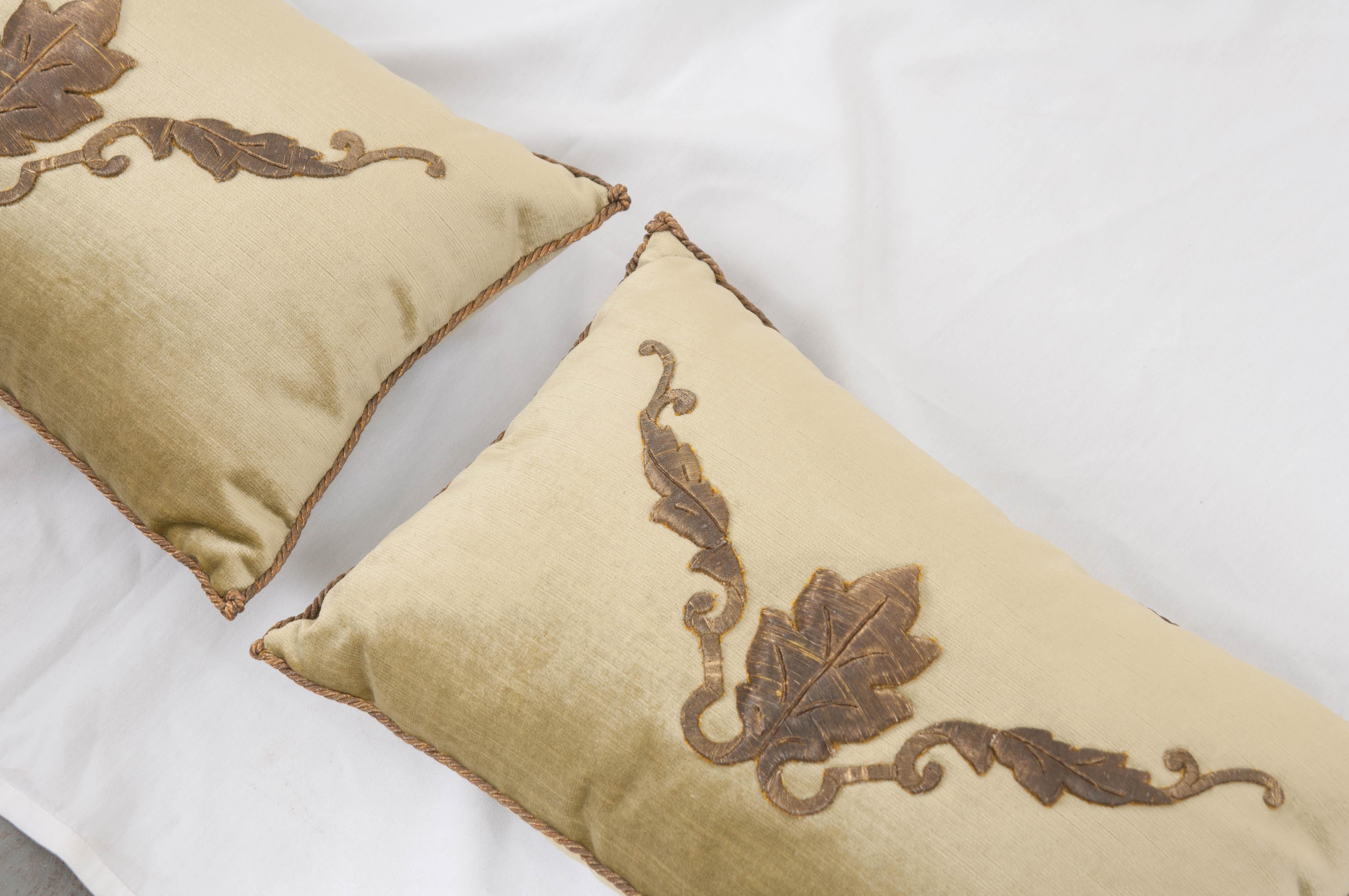 19th Century Pair of B. Viz Design Antique Textile Pillows
