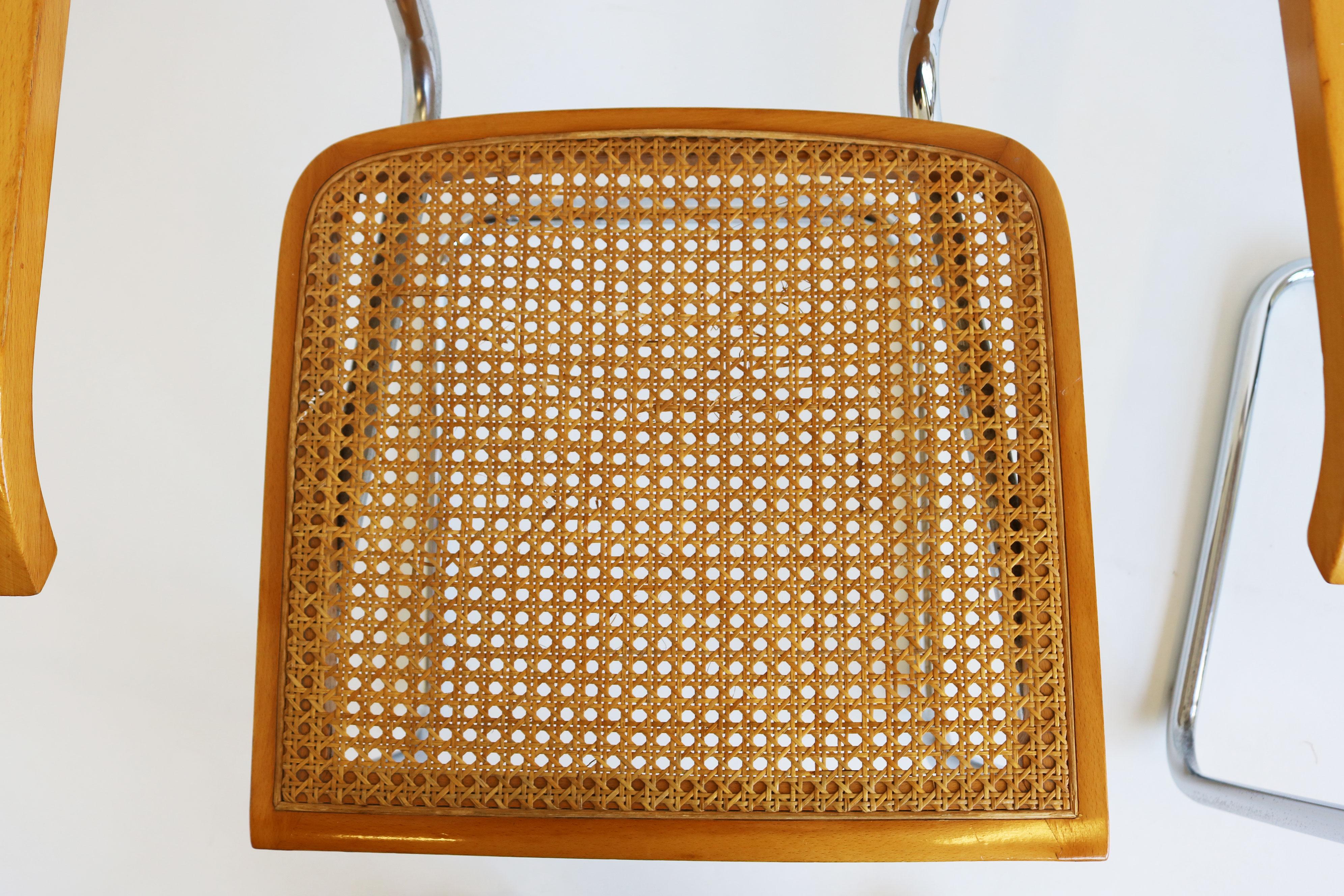 Coppia di poltrone B64 Cesca di Marcel Breuer 1970s Made in italy Cromo Beeche #2 in vendita 4