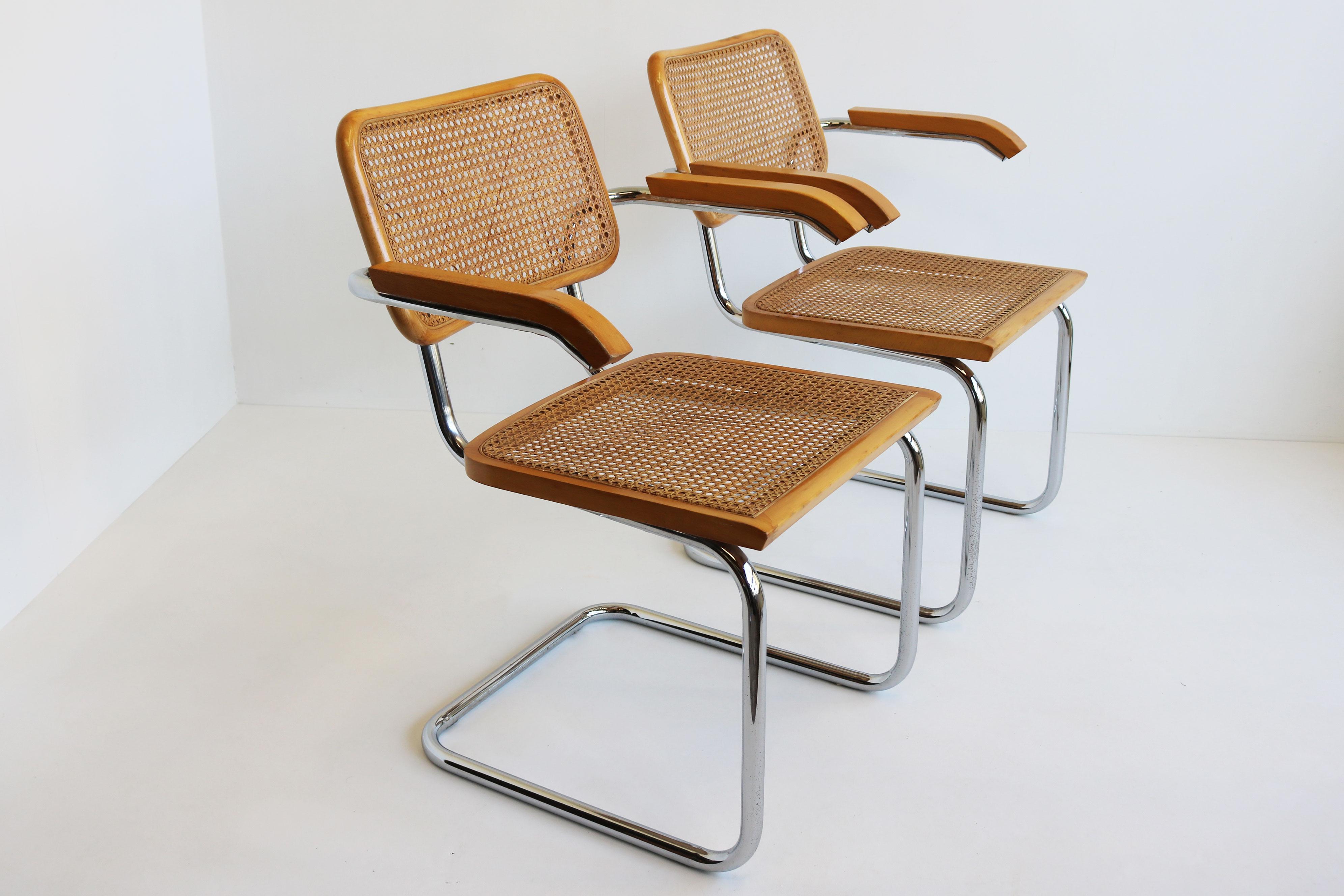 Italiano Coppia di poltrone B64 Cesca di Marcel Breuer 1970s Made in italy Cromo Beeche #2 in vendita