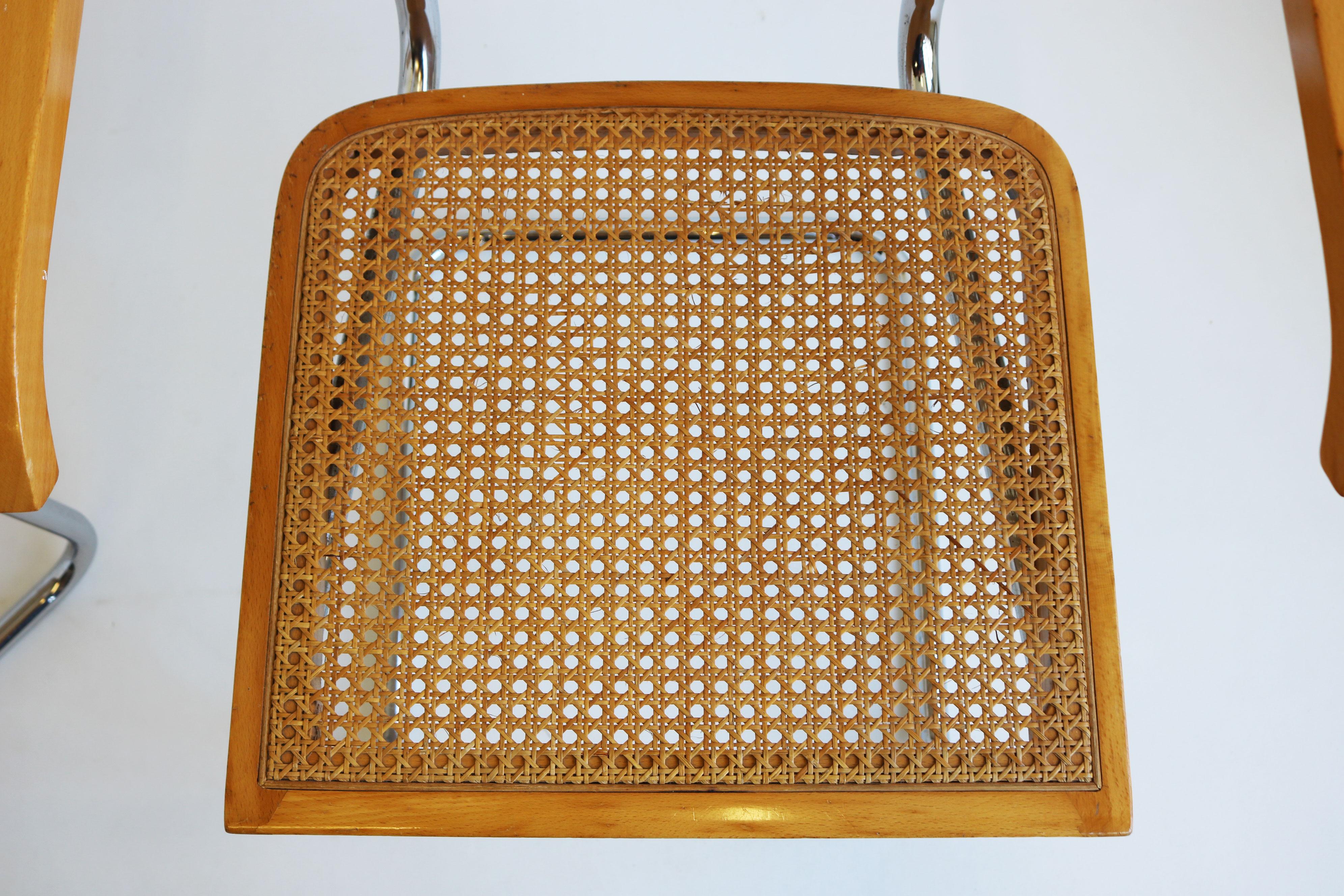 Coppia di poltrone B64 Cesca di Marcel Breuer 1970s Made in italy Cromo Beeche #2 in vendita 1