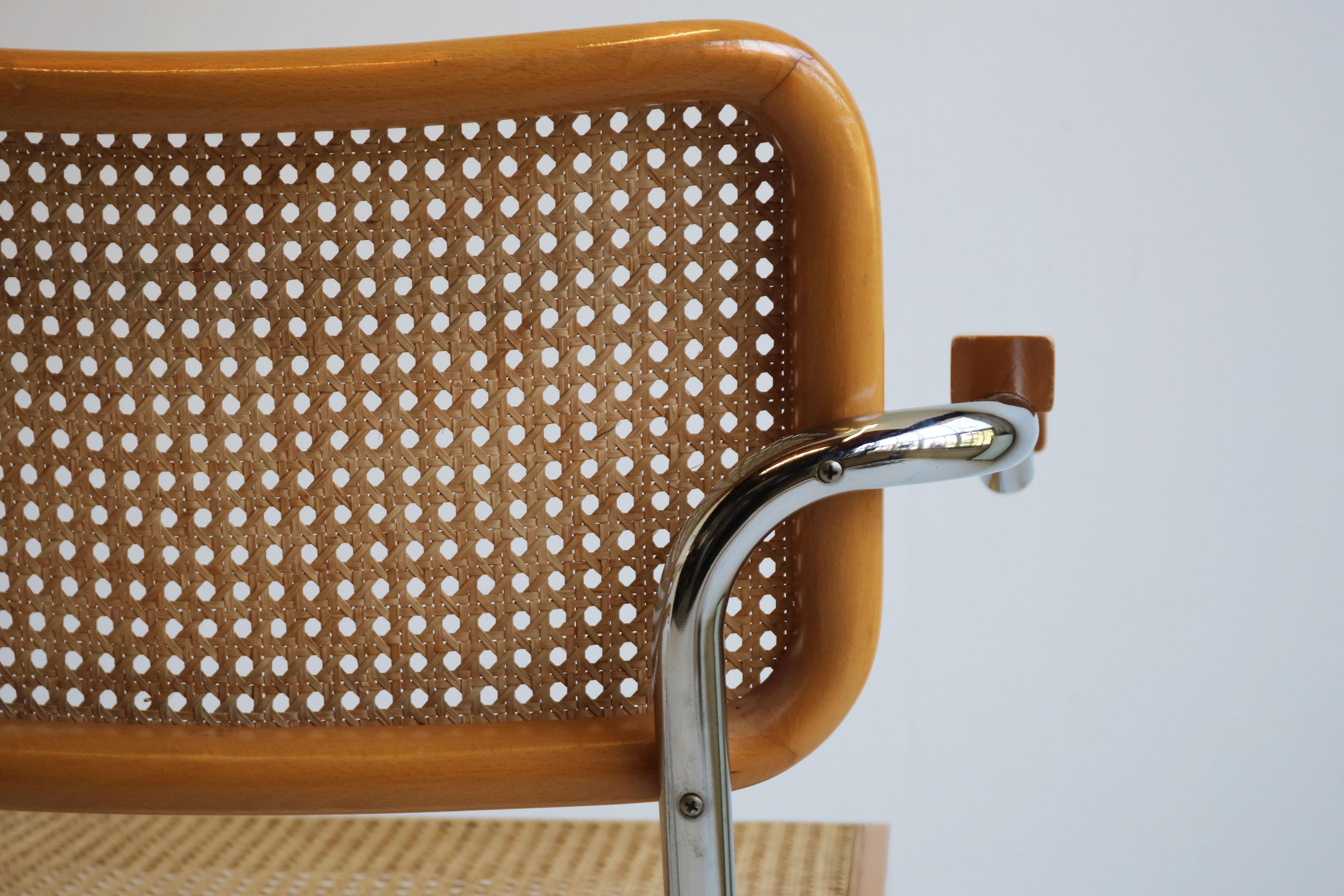 Coppia di poltrone B64 Cesca di Marcel Breuer 1970s Made in italy Chrome Beeche in vendita 10