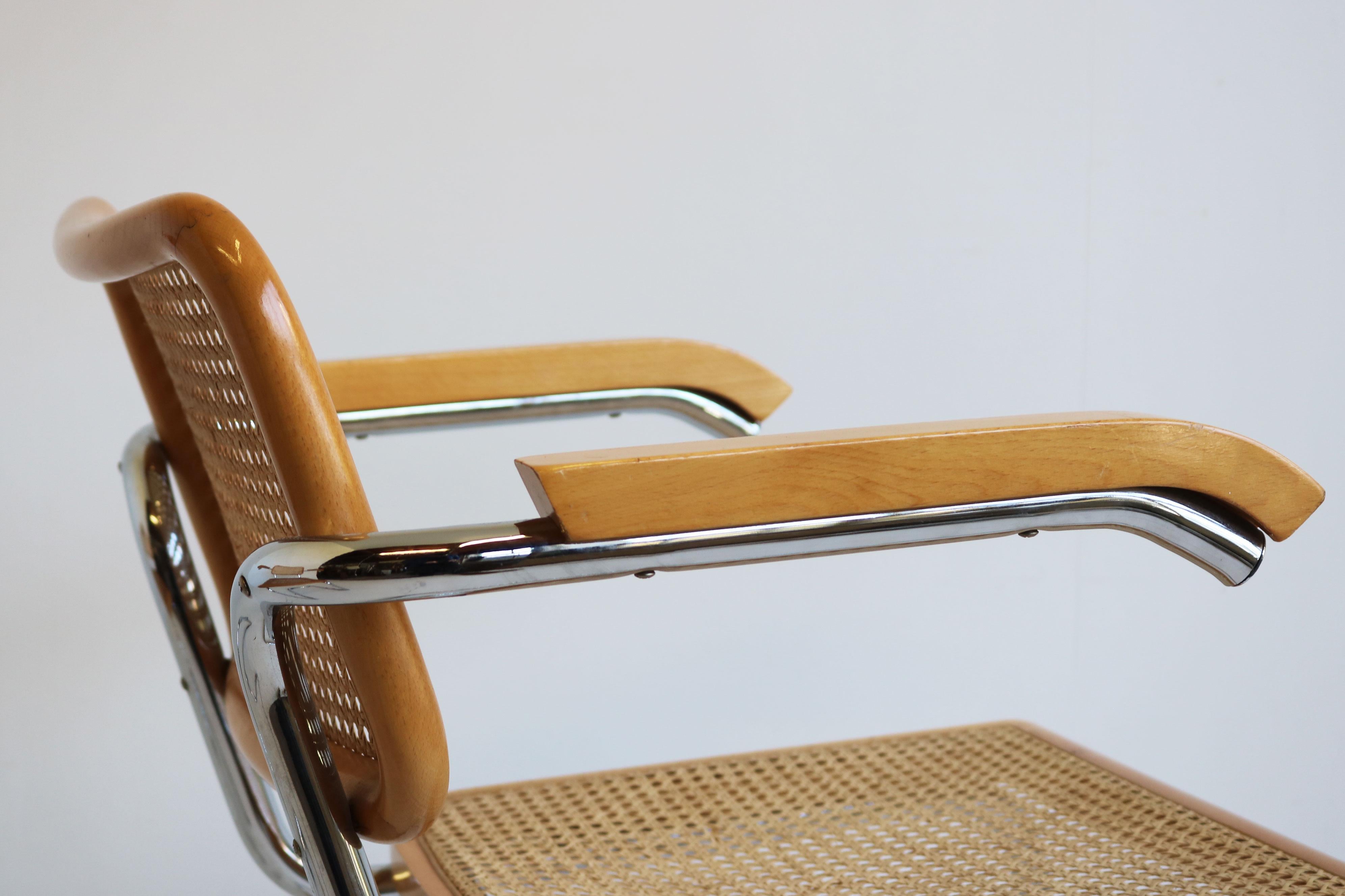 Coppia di poltrone B64 Cesca di Marcel Breuer 1970s Made in italy Chrome Beeche in vendita 11