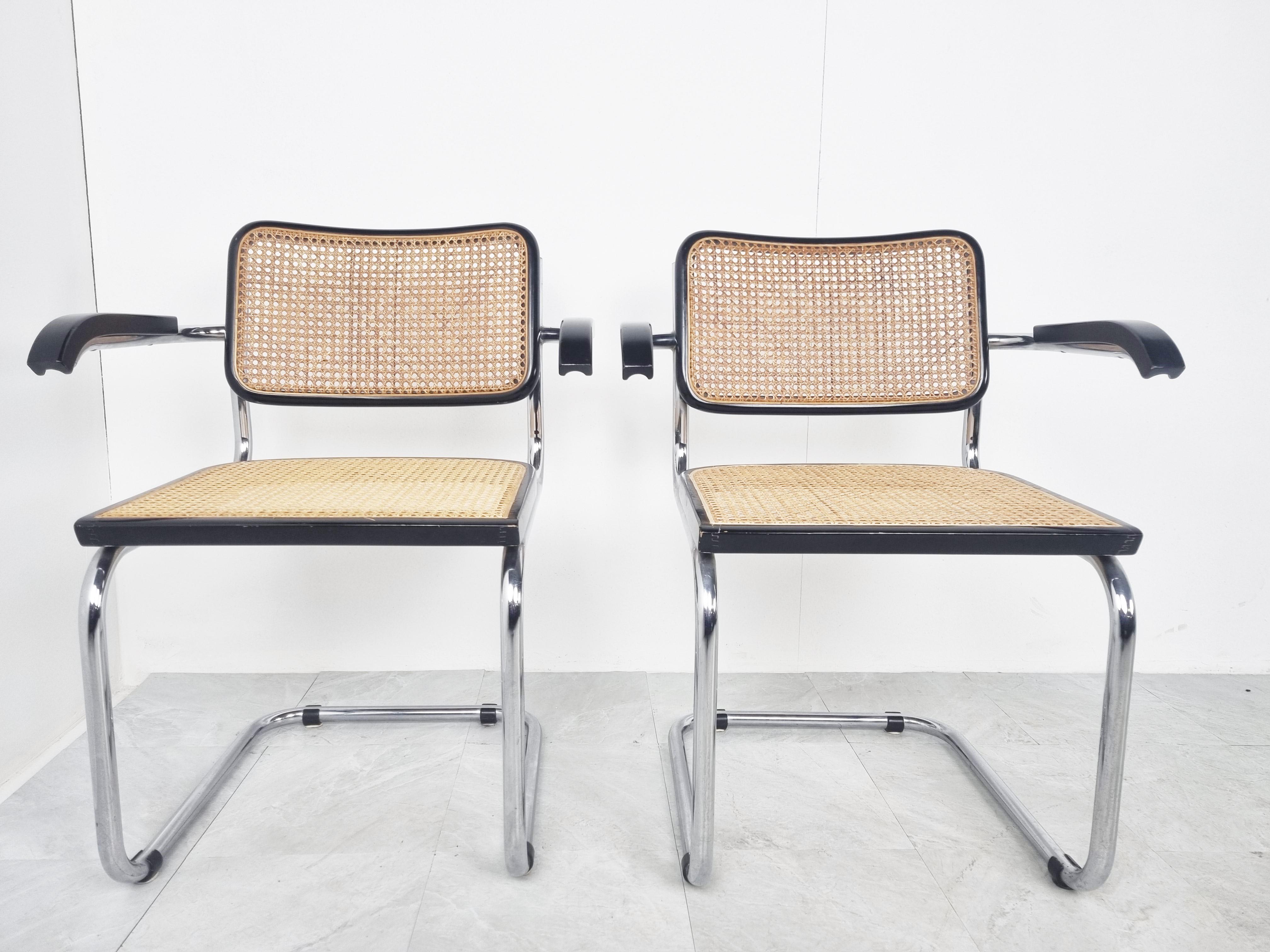 Paar B64 Marcel Breuer-Sessel, hergestellt in Italien, 1970er Jahre (Bauhaus)