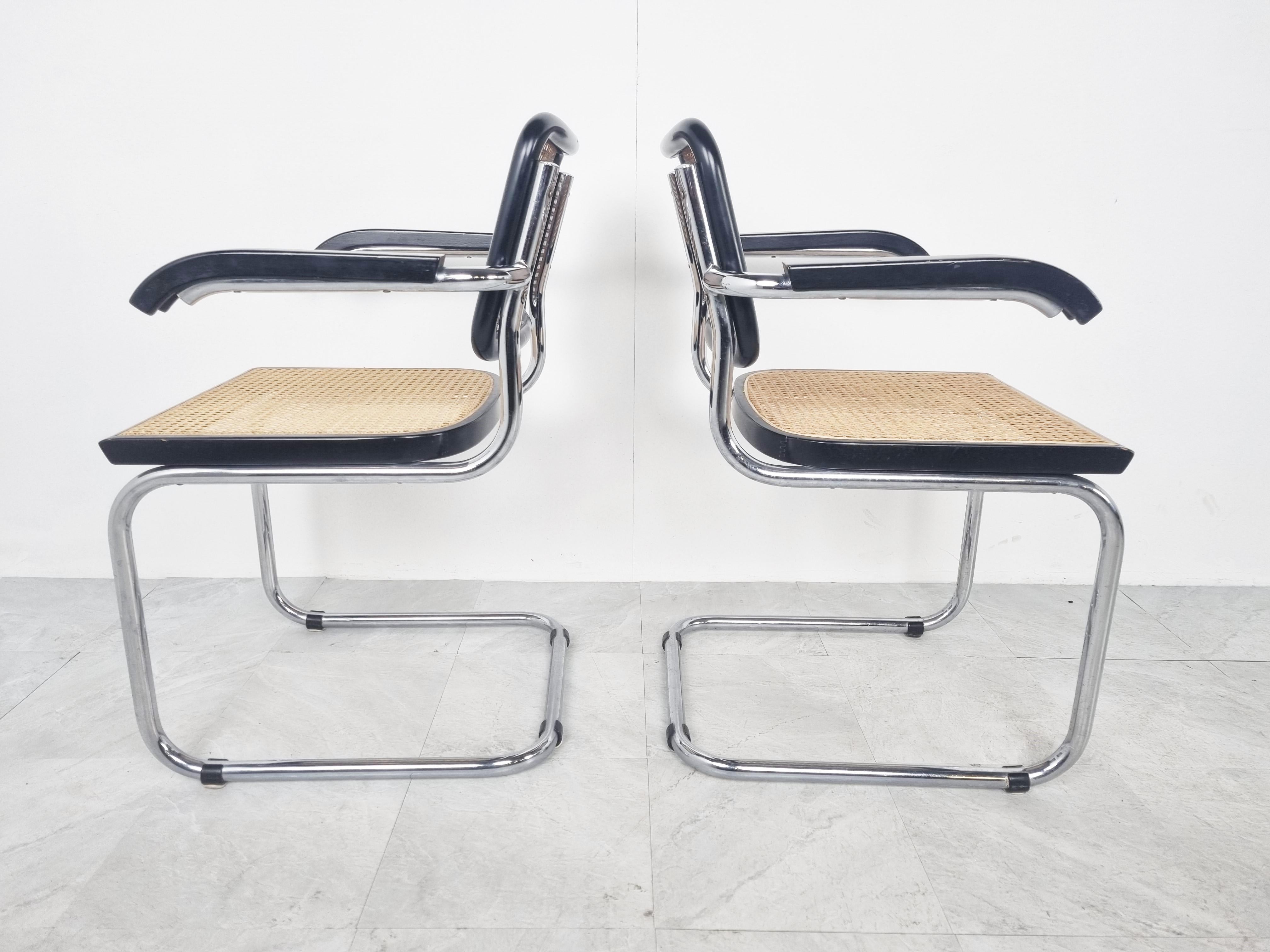 Italian Pair of B64 Marcel Breuer Armchairs, Made in Italy, 1970s