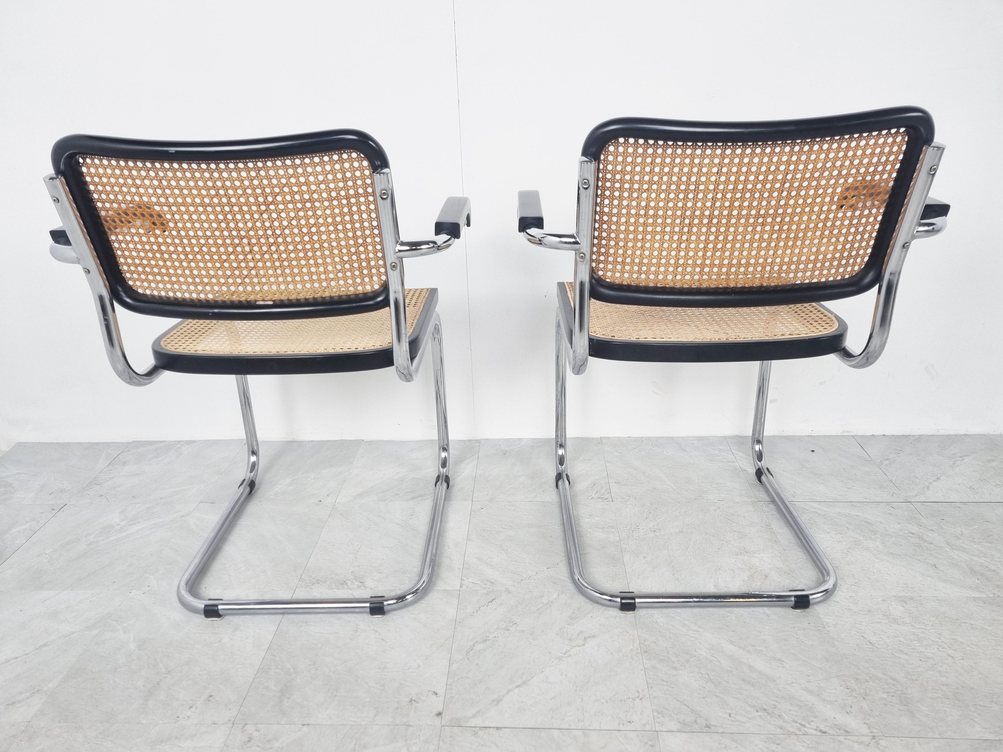 Pair of B64 Marcel Breuer Armchairs, Made in Italy, 1970s In Good Condition In HEVERLEE, BE