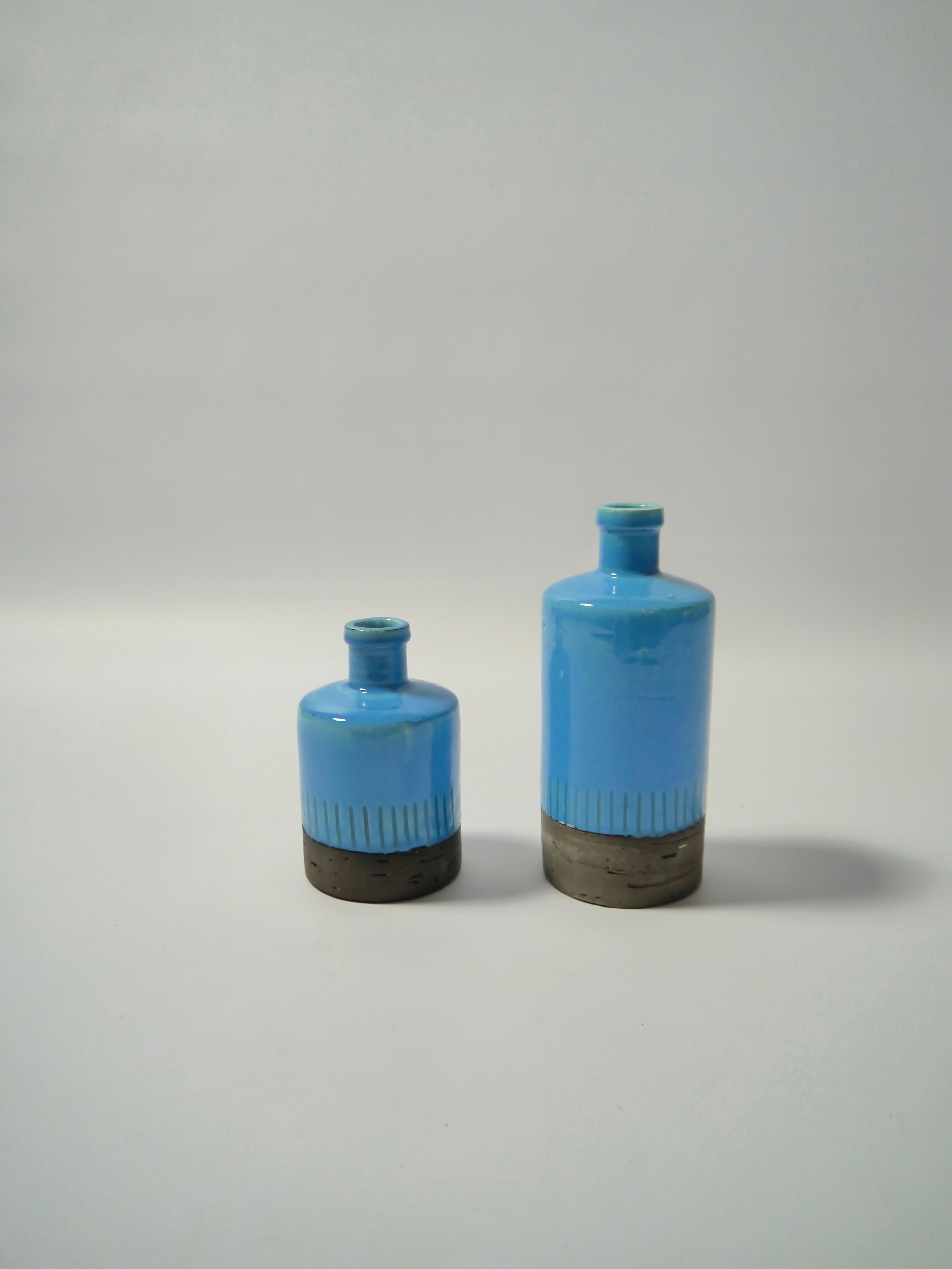 A pair of baby blue ceramic vases made by JIE Gantofta, Sweden 1960s.
          