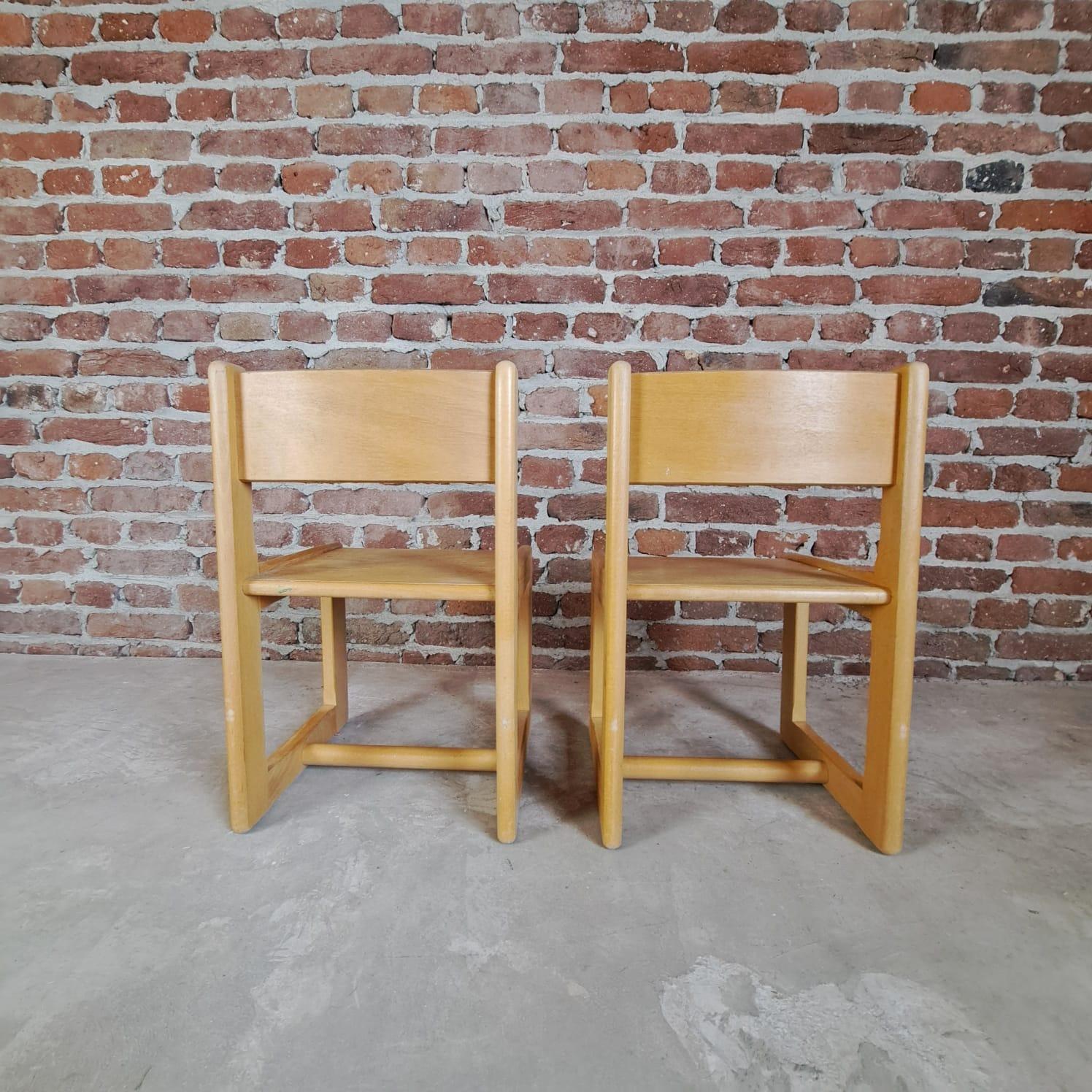 Danish Pair of Baby Chairs in Wood, Denmark, 1960 For Sale
