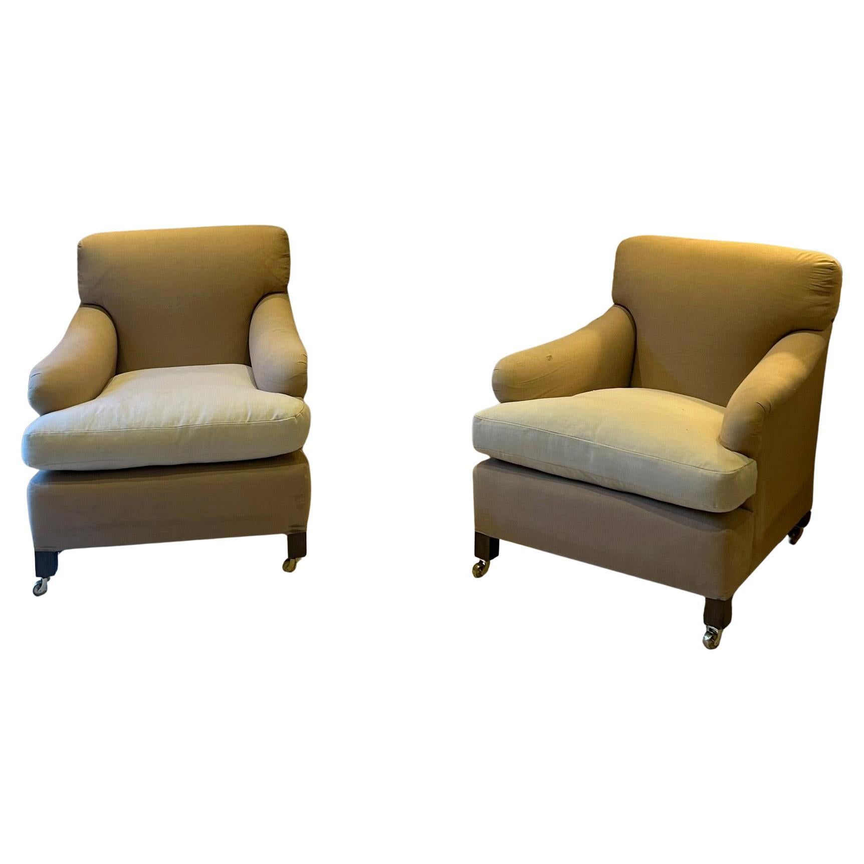Pair of ‘Baby Howard’ Armchairs, In the Style of Howard & Sons en venta
