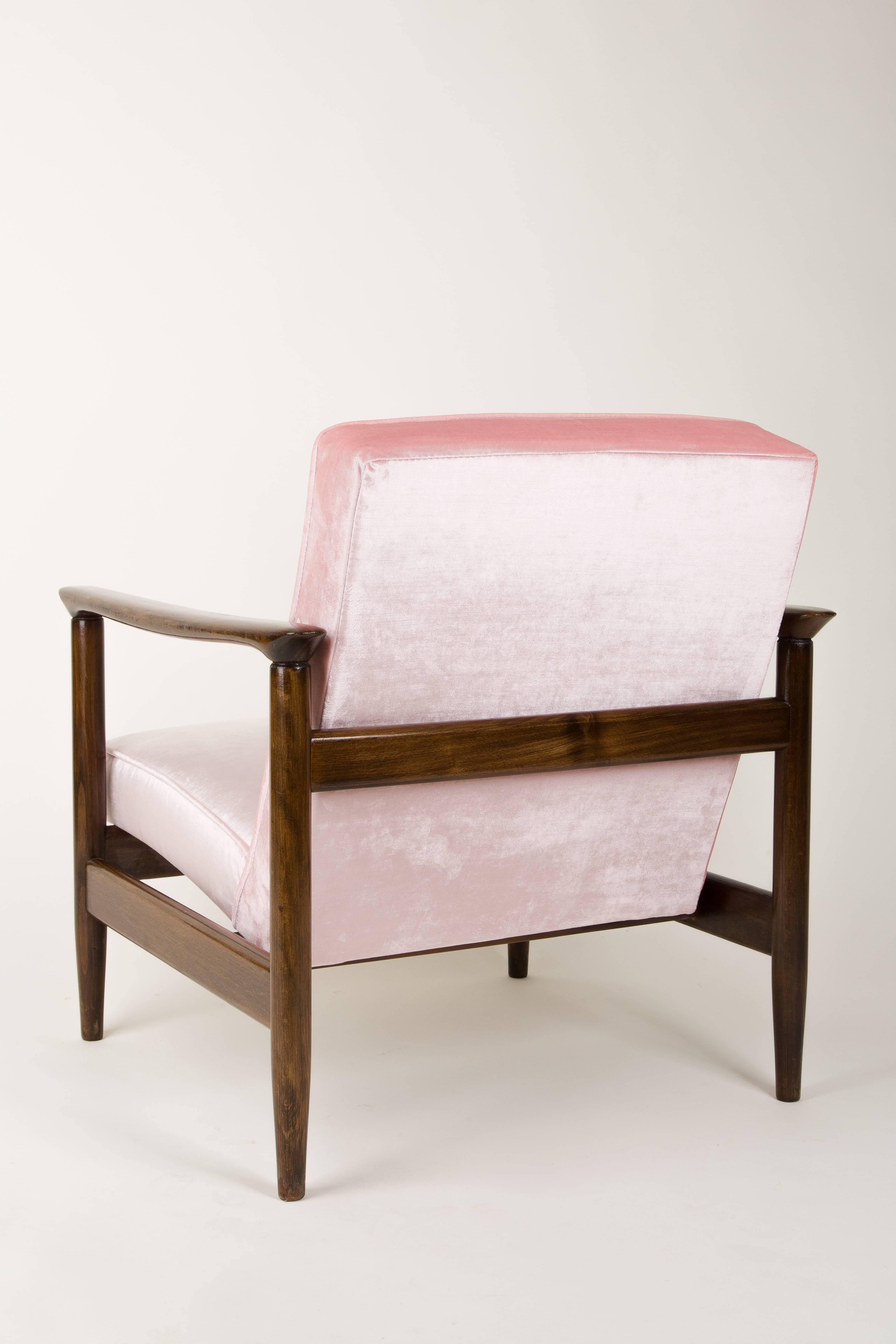 Pair of Baby Pink Velvet Armchairs, Designed by Edmund Homa, 1960s For Sale 2