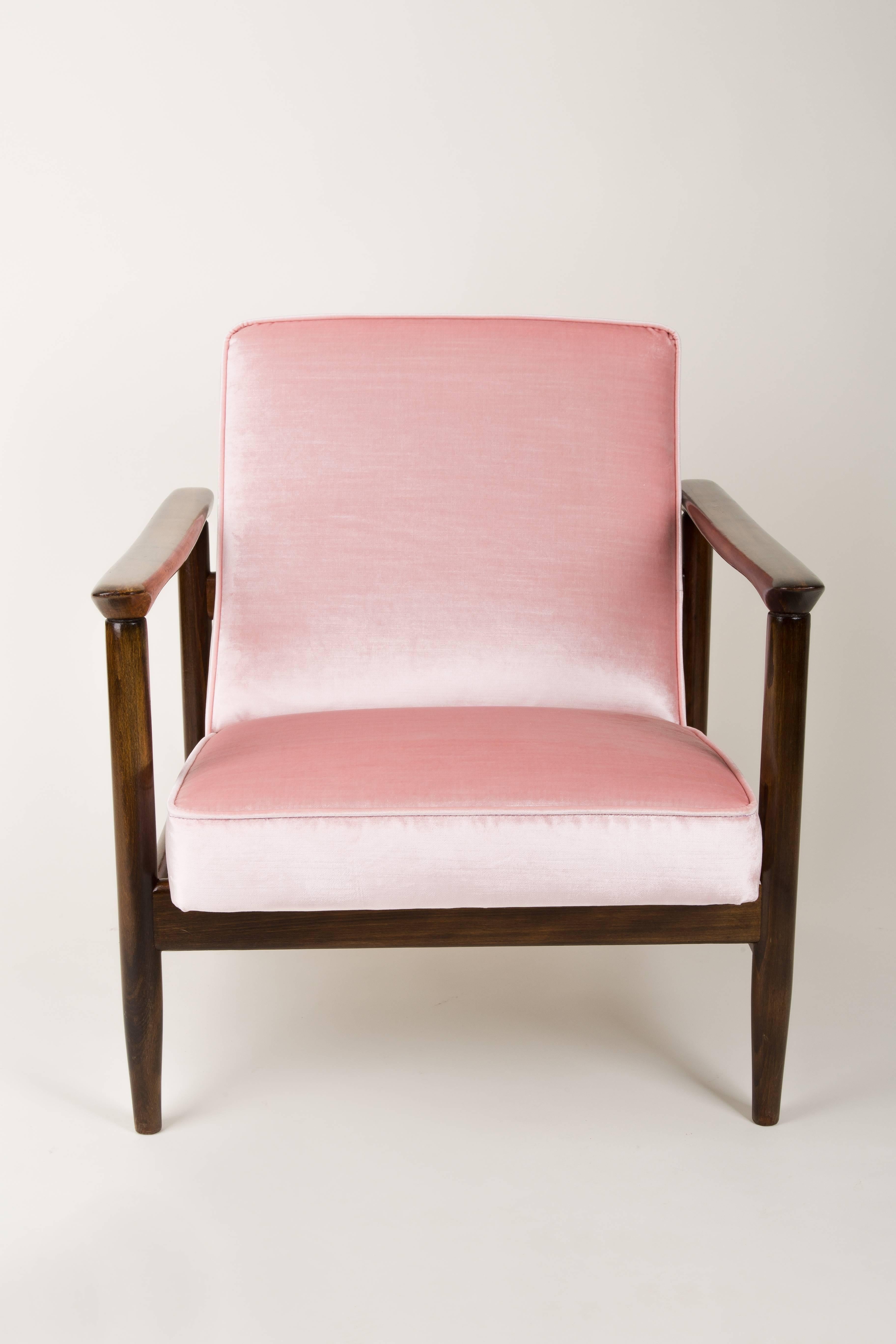 20th Century Pair of Baby Pink Velvet Armchairs, Designed by Edmund Homa, 1960s For Sale