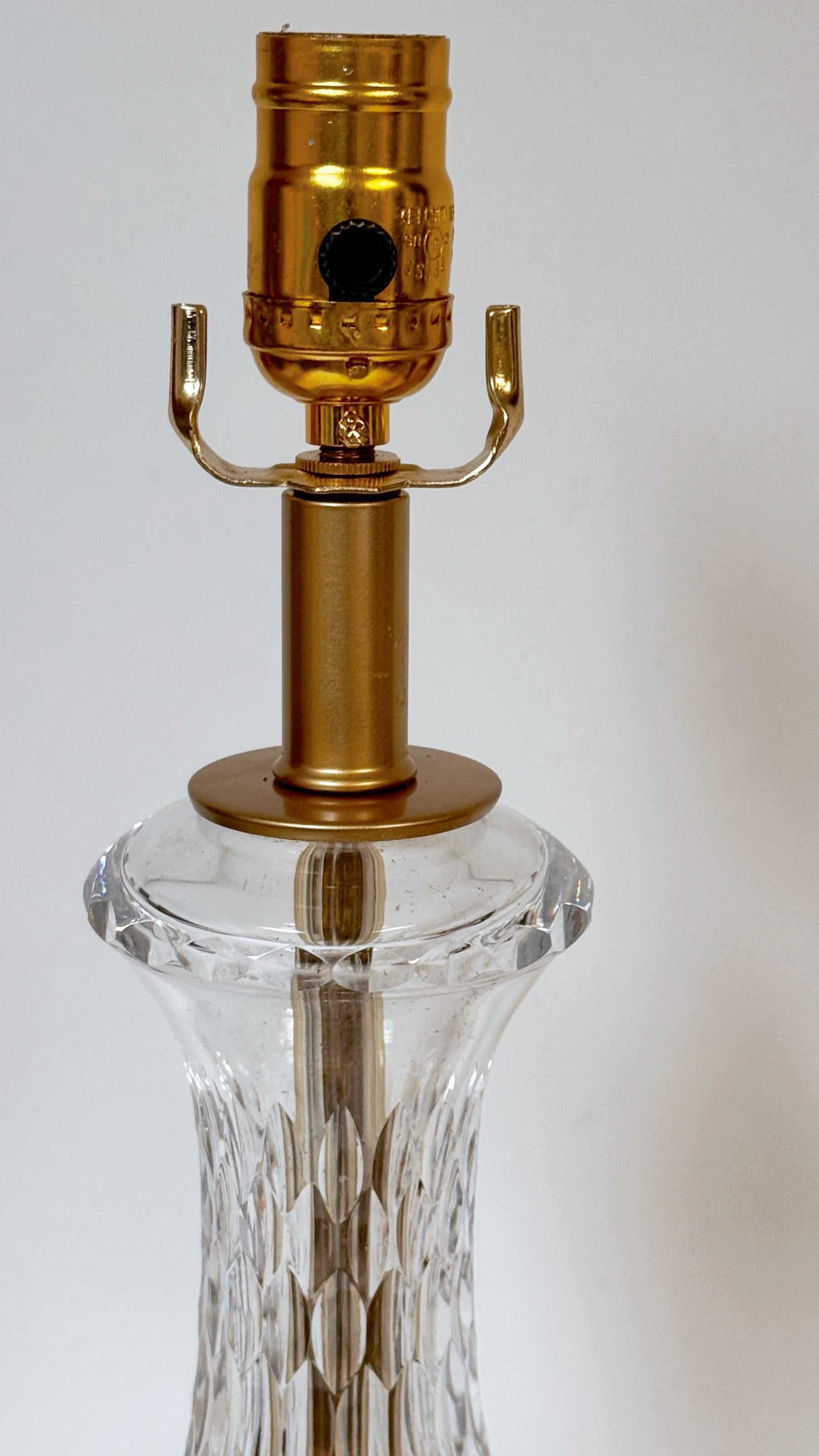 Pair of Baccarat (Attributed) Crystal Baluster Column Lamps, France Circa 1950s For Sale 2