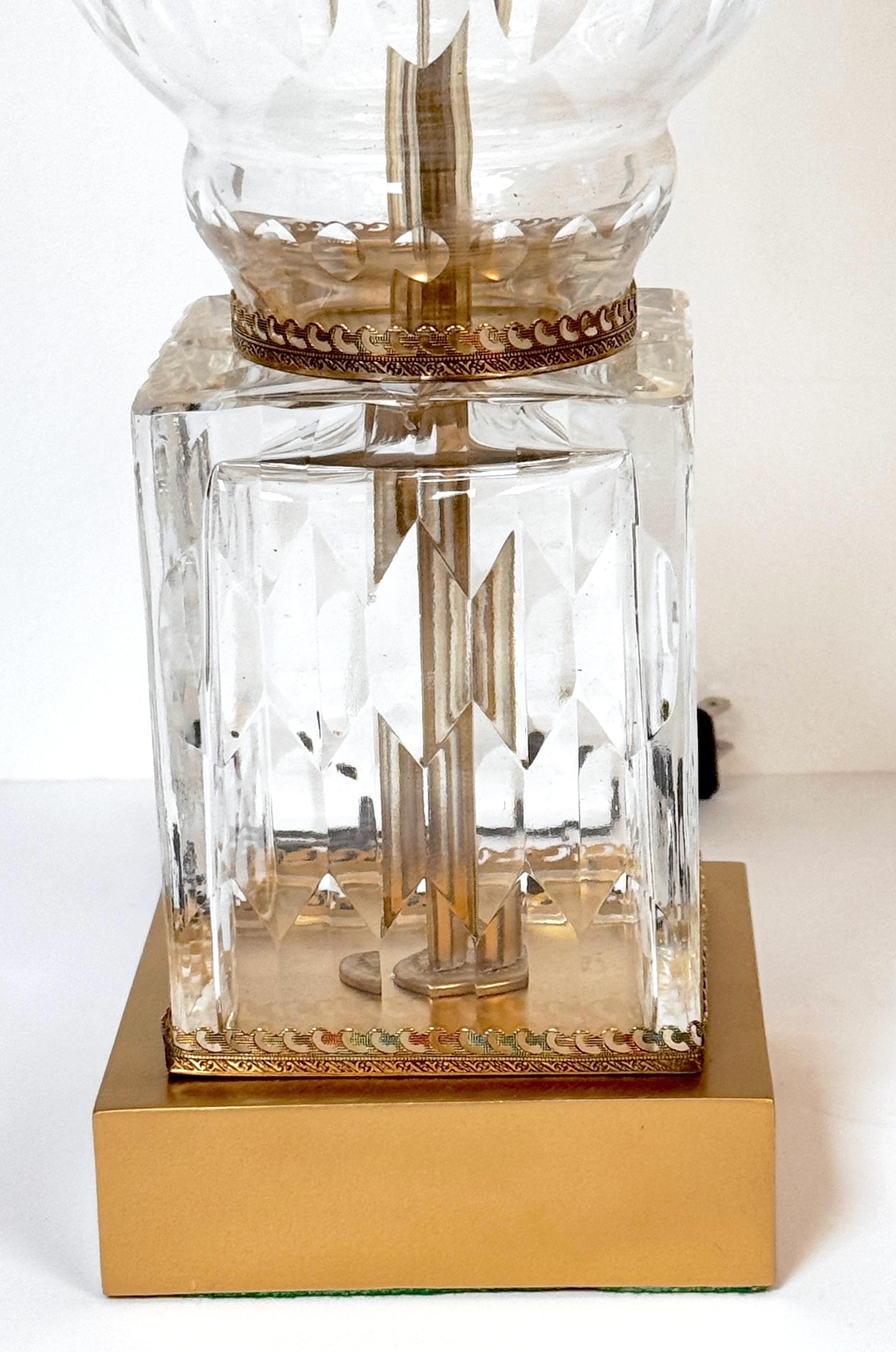 Pair of Baccarat (Attributed) Crystal Baluster Column Lamps, France Circa 1950s For Sale 3