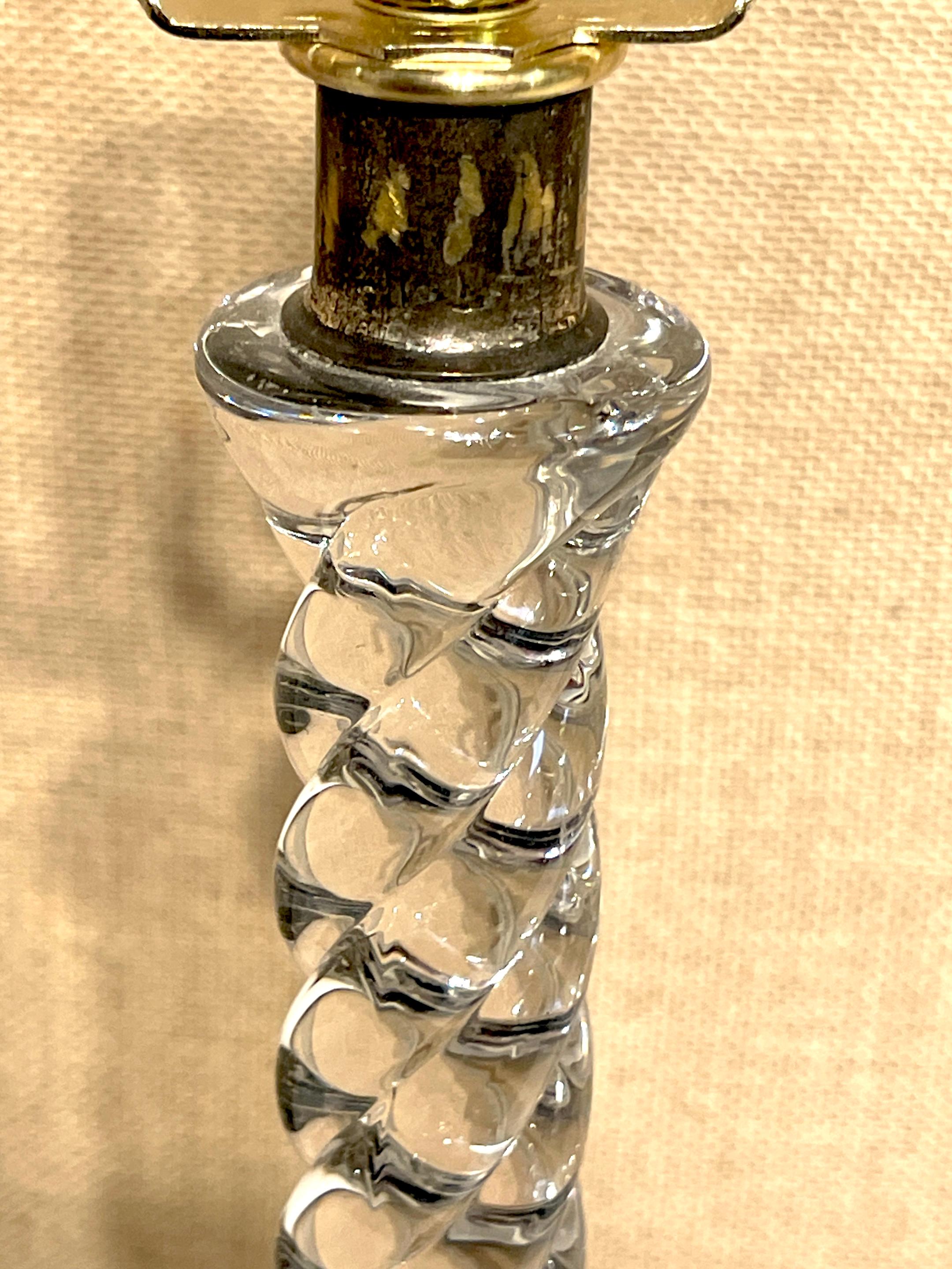 Pair of Baccarat 'Bamboo' Pattern Crystal Candlesticks, Now as Lamps 1
